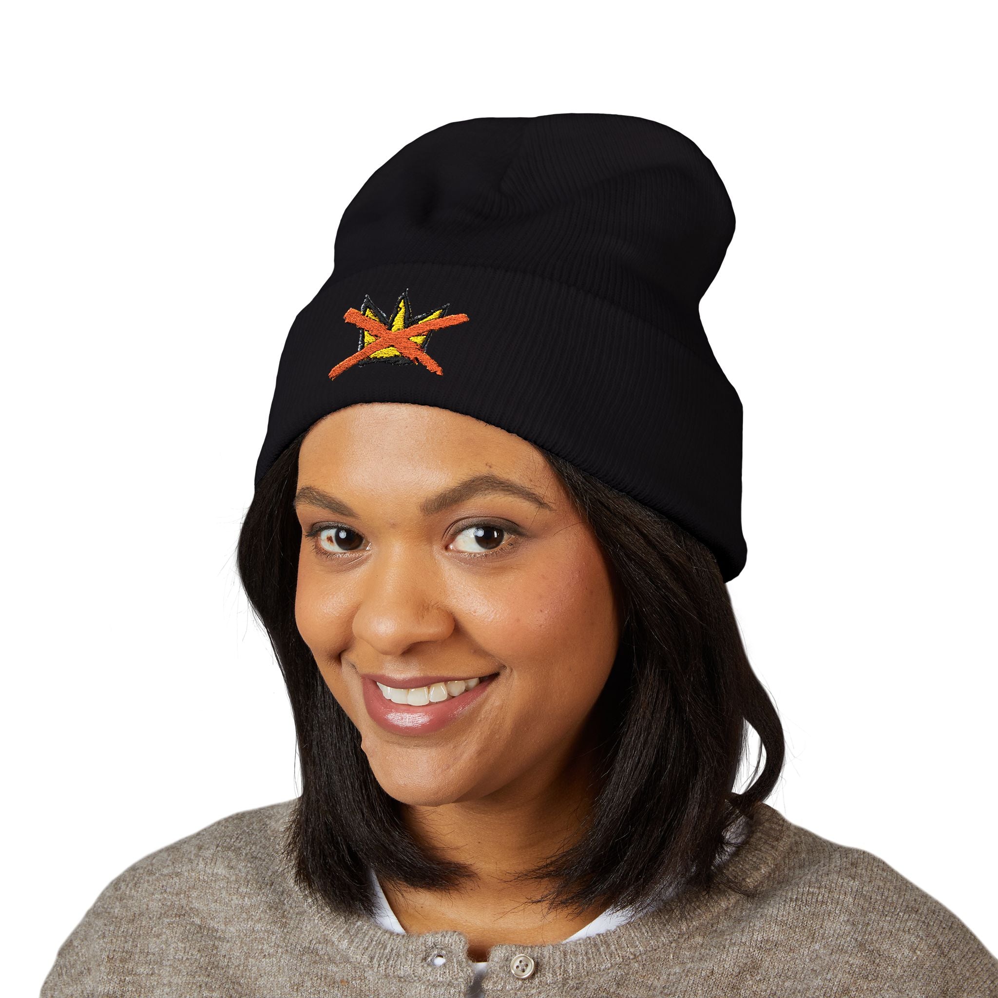 No Kings Cuffed Beanie with Embroidery - No Trump - Nope - No Kings Crown