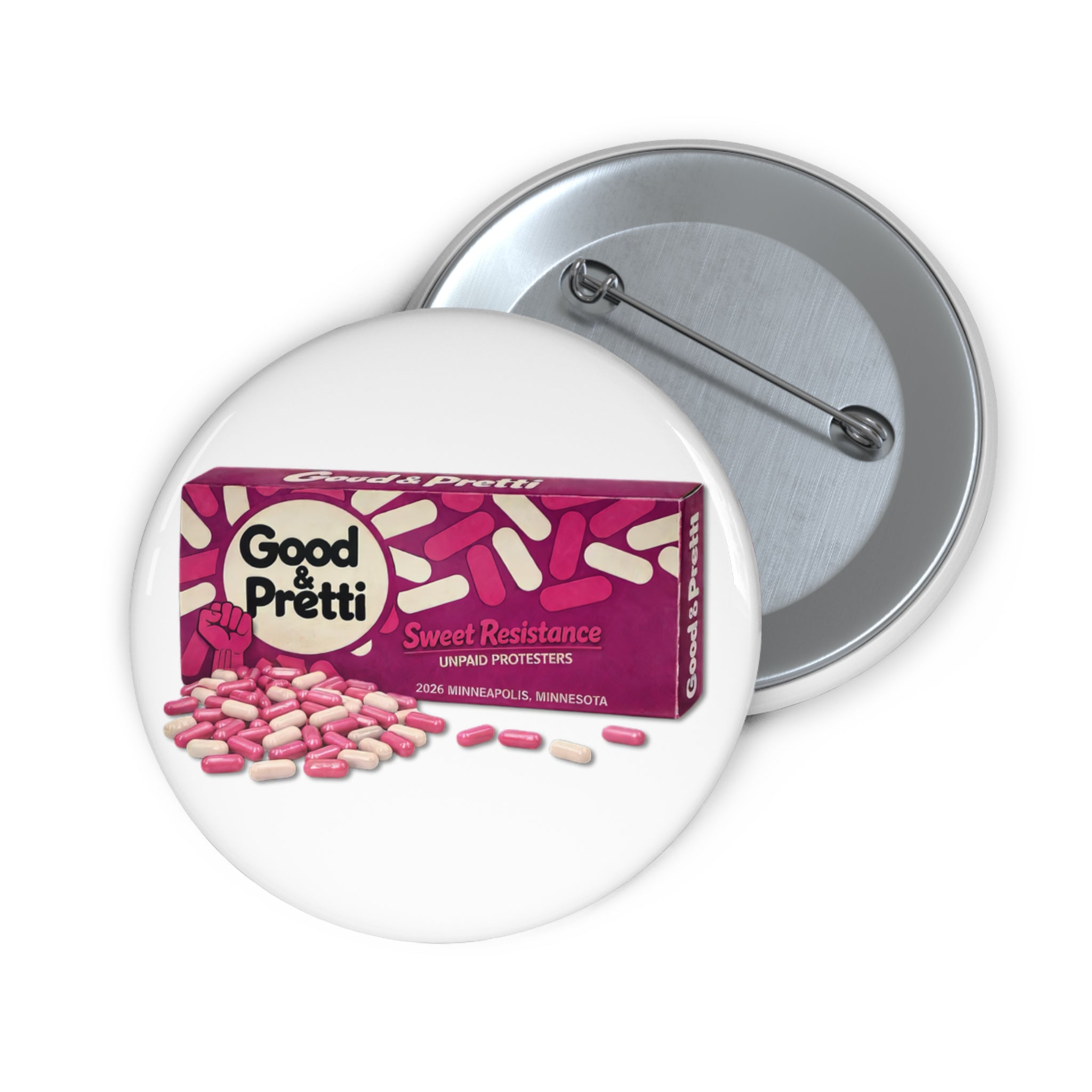 Good & Pretti Candy Bar pin button | 1.25" round enamel style