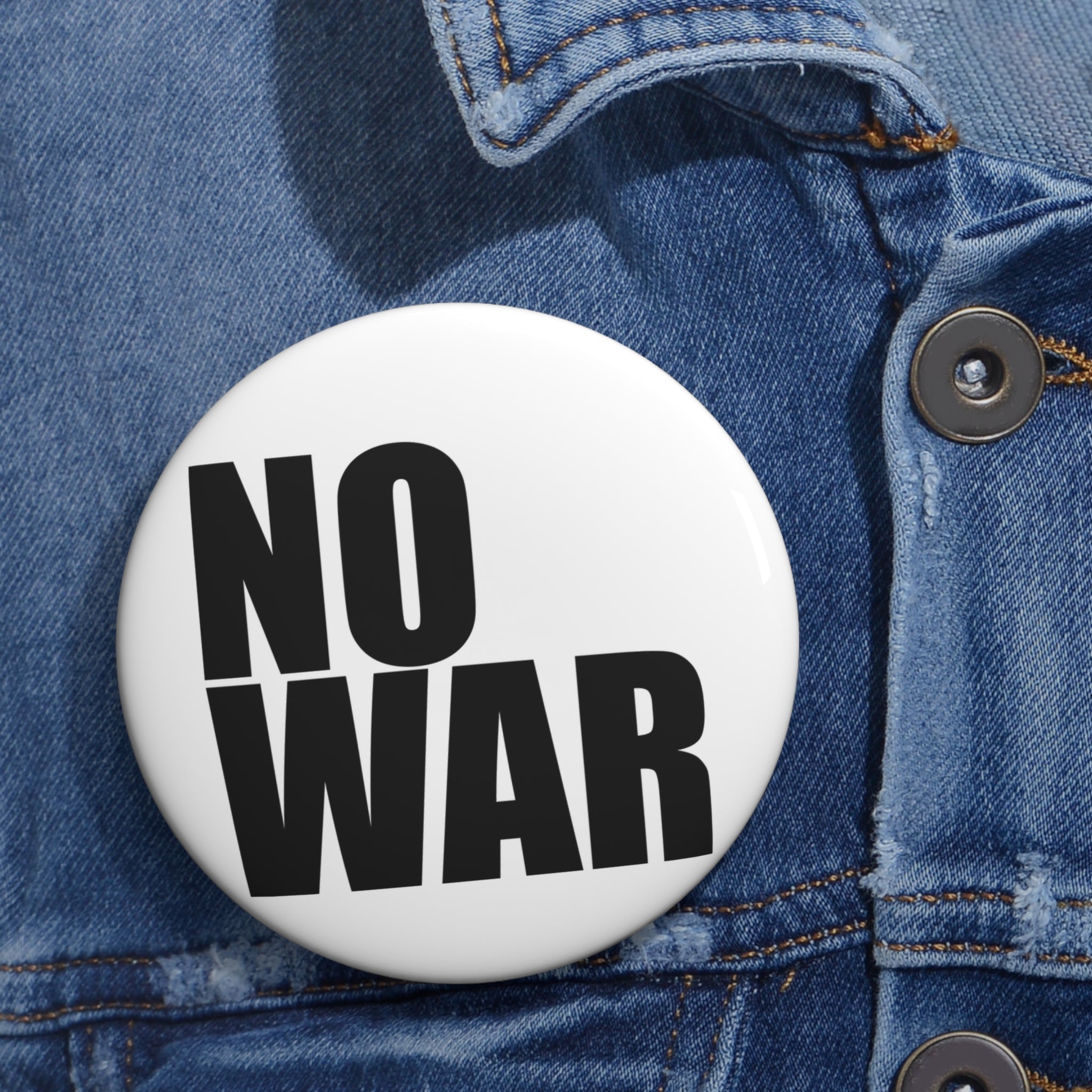 NO WAR peace slogan Pin Button | Anti-War Protest Badge