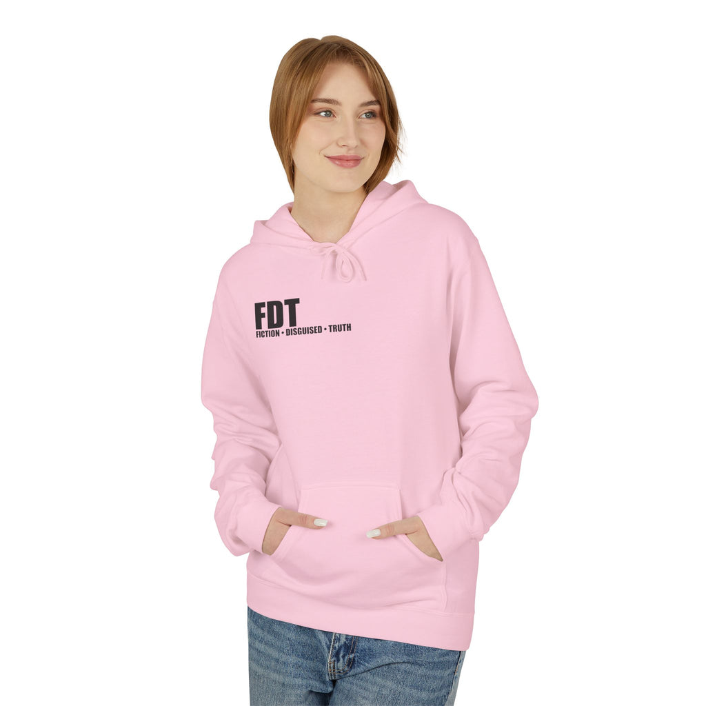 FDT minimalist text Hoodie | Small chest logo, white pullover