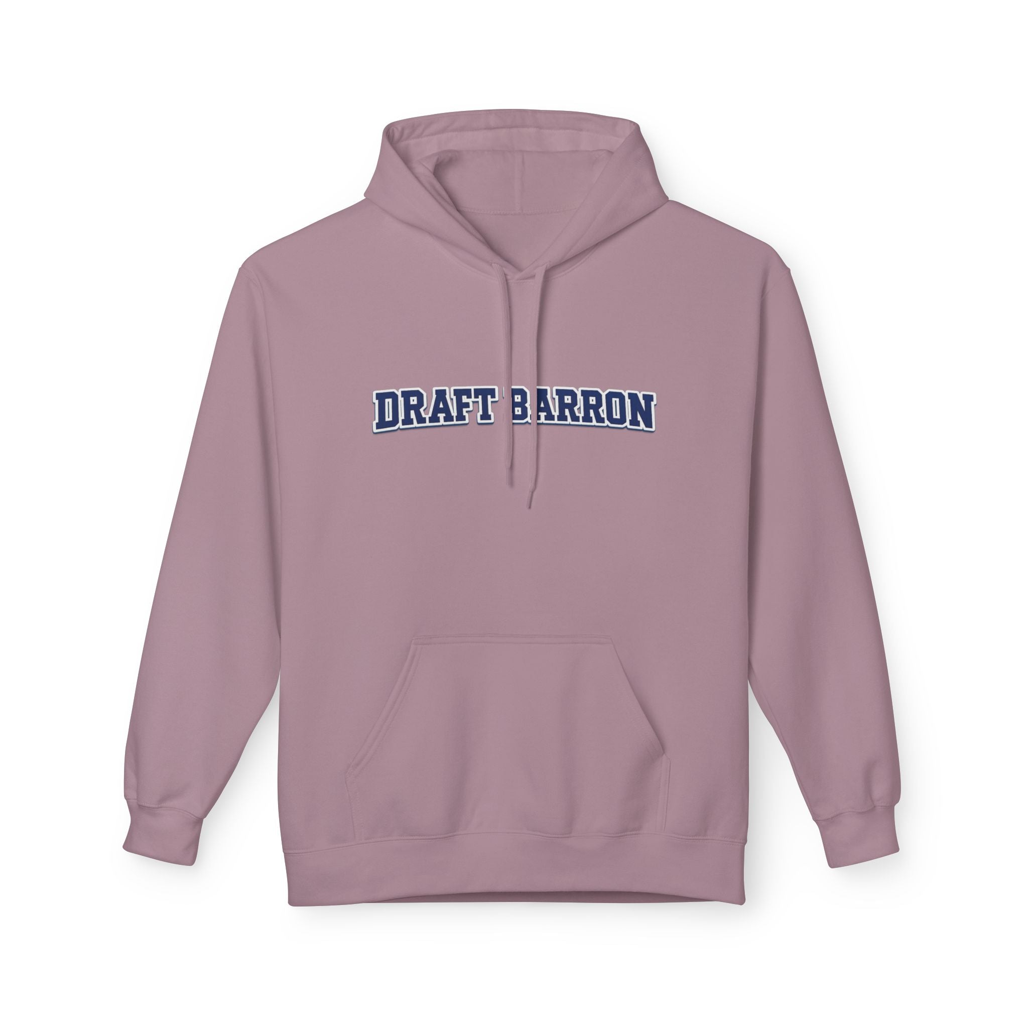 Draft Barron Hoodie | Collegiate Text Logo, White Pullover