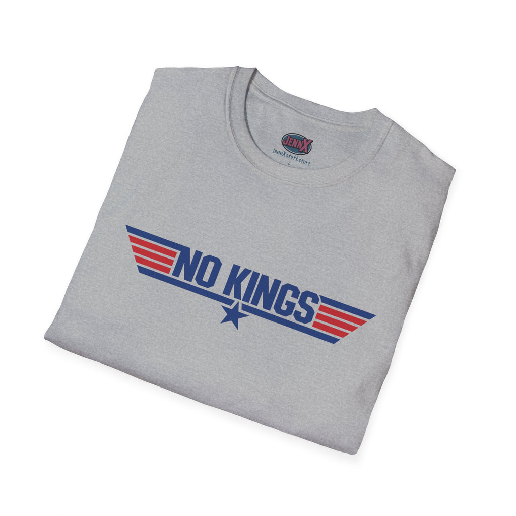 No Kings Top Gun movie logo parody graphic tee | Political Humor