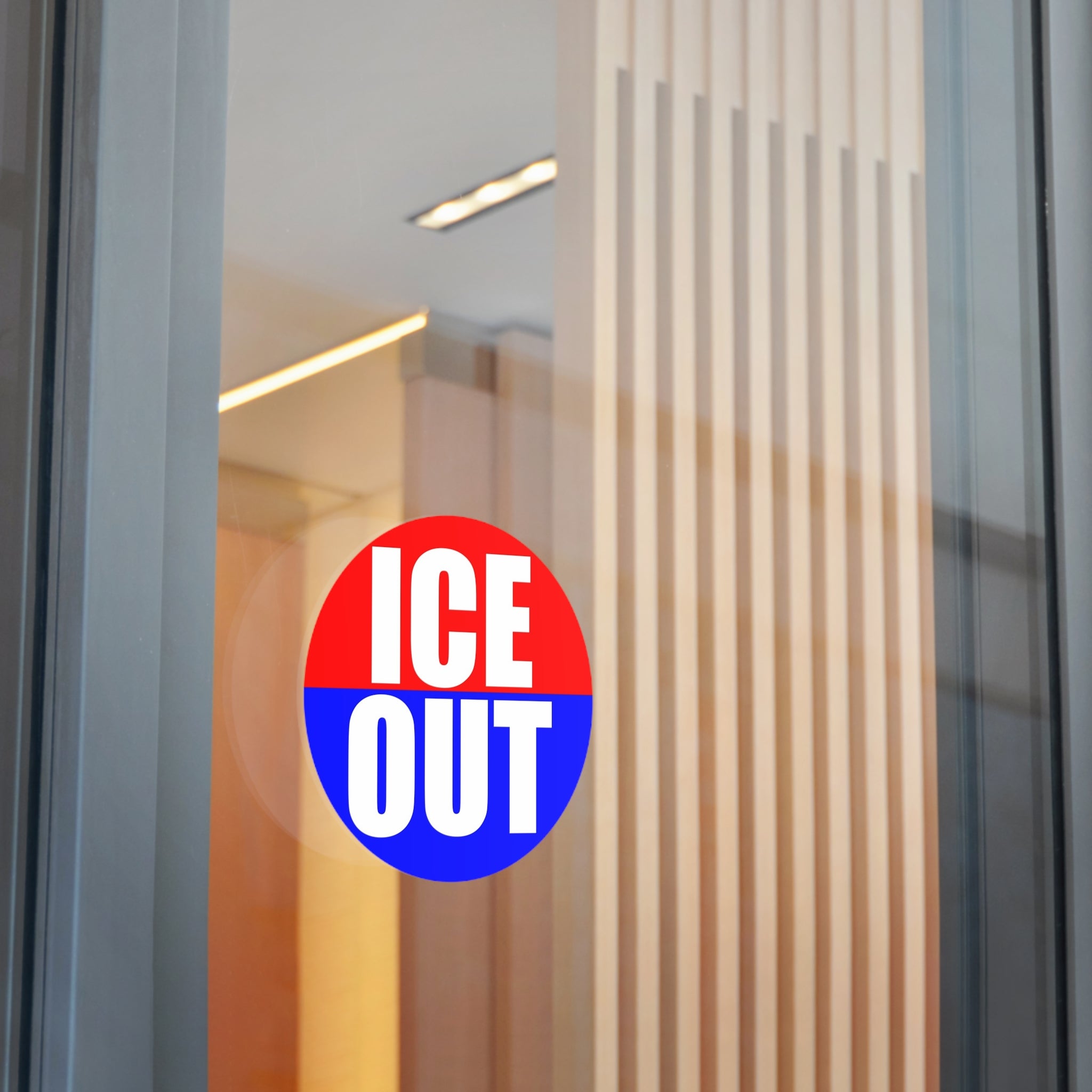 ICE OUT Red, White, and Blue Round Vinyl Sticker | Anti Immigration gestapo