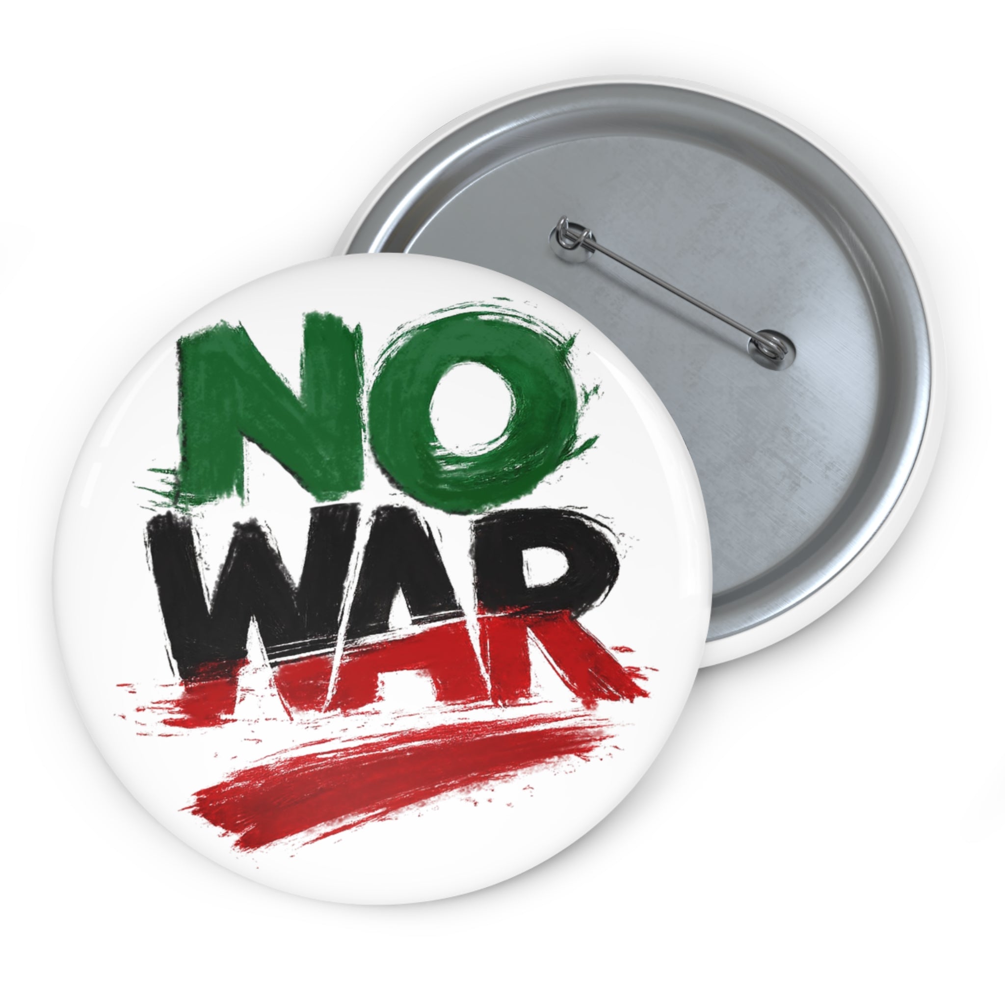 No War painted slogan Pin Button | Political Protest Badge, Peace Activism