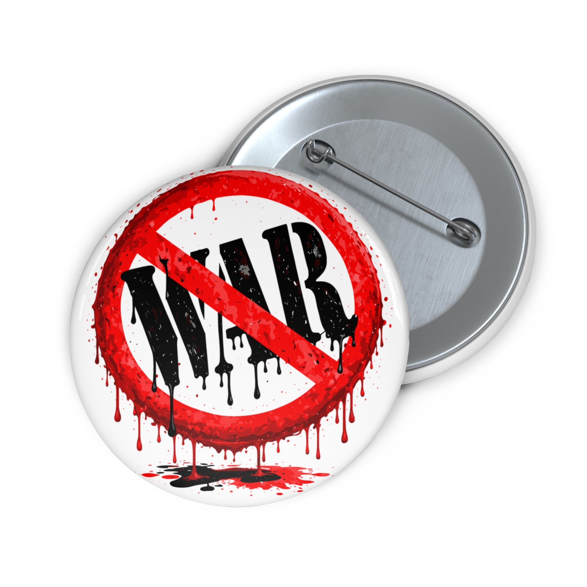 No War Symbol pin button | oil and blood drip