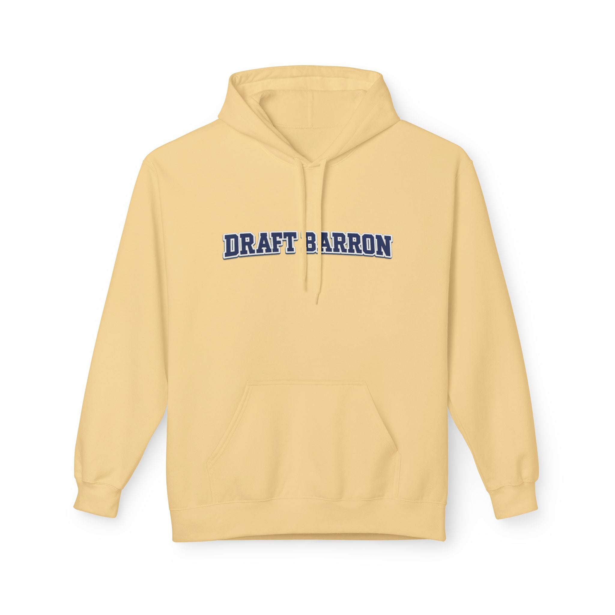 Draft Barron Hoodie | Collegiate Text Logo, White Pullover