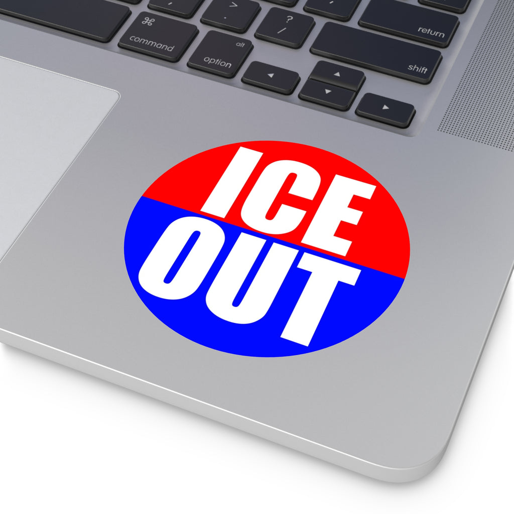 ICE OUT Red, White, and Blue Round Vinyl Sticker | Anti Immigration gestapo