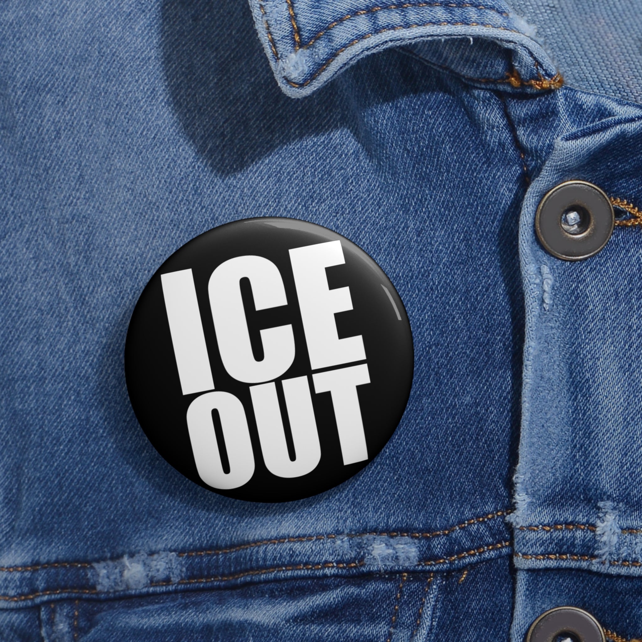 ICE OUT pinback button I Smart Typography