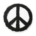 Hand-Painted Peace Symbol Round Vinyl Sticker | Black Brushstroke Peace Sign