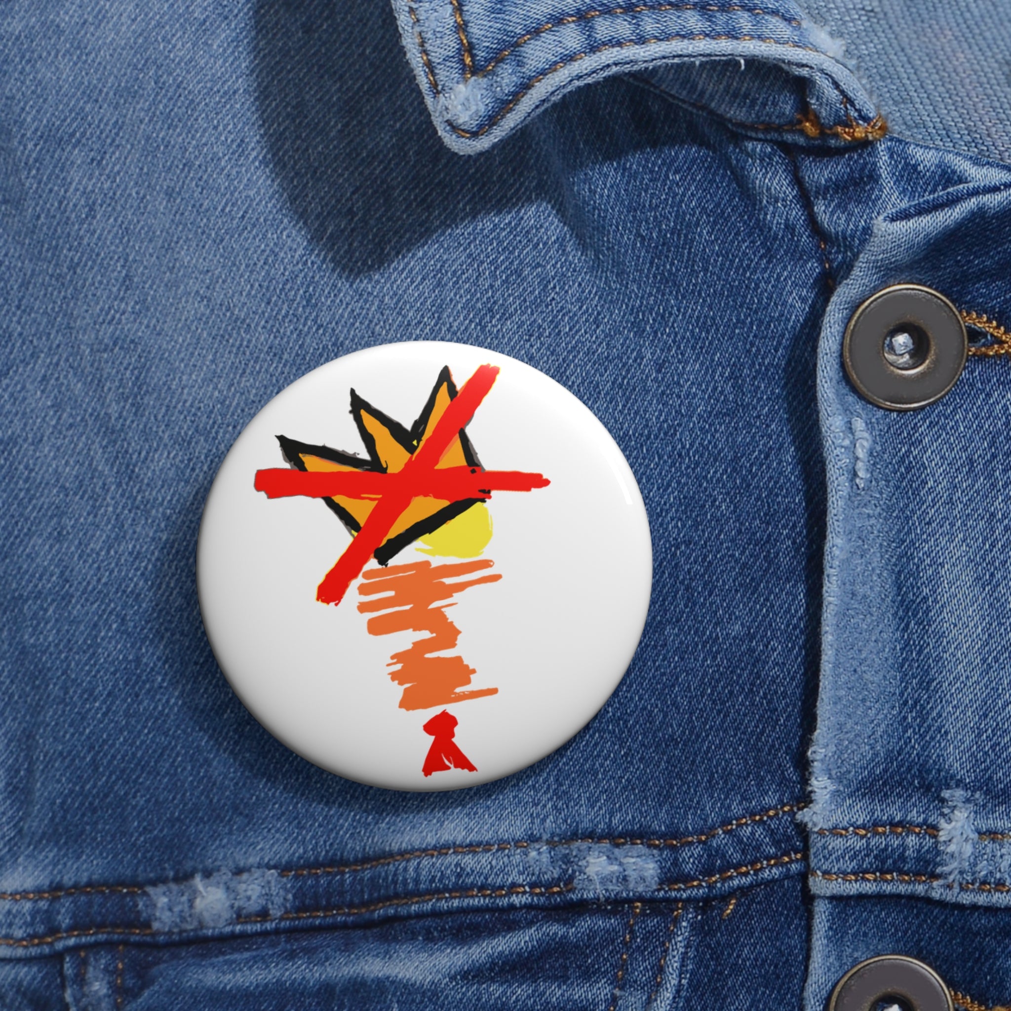 No King Botton - Anti-Trump Dictatorship Takeover Pin - Original Abstract Portrait of It