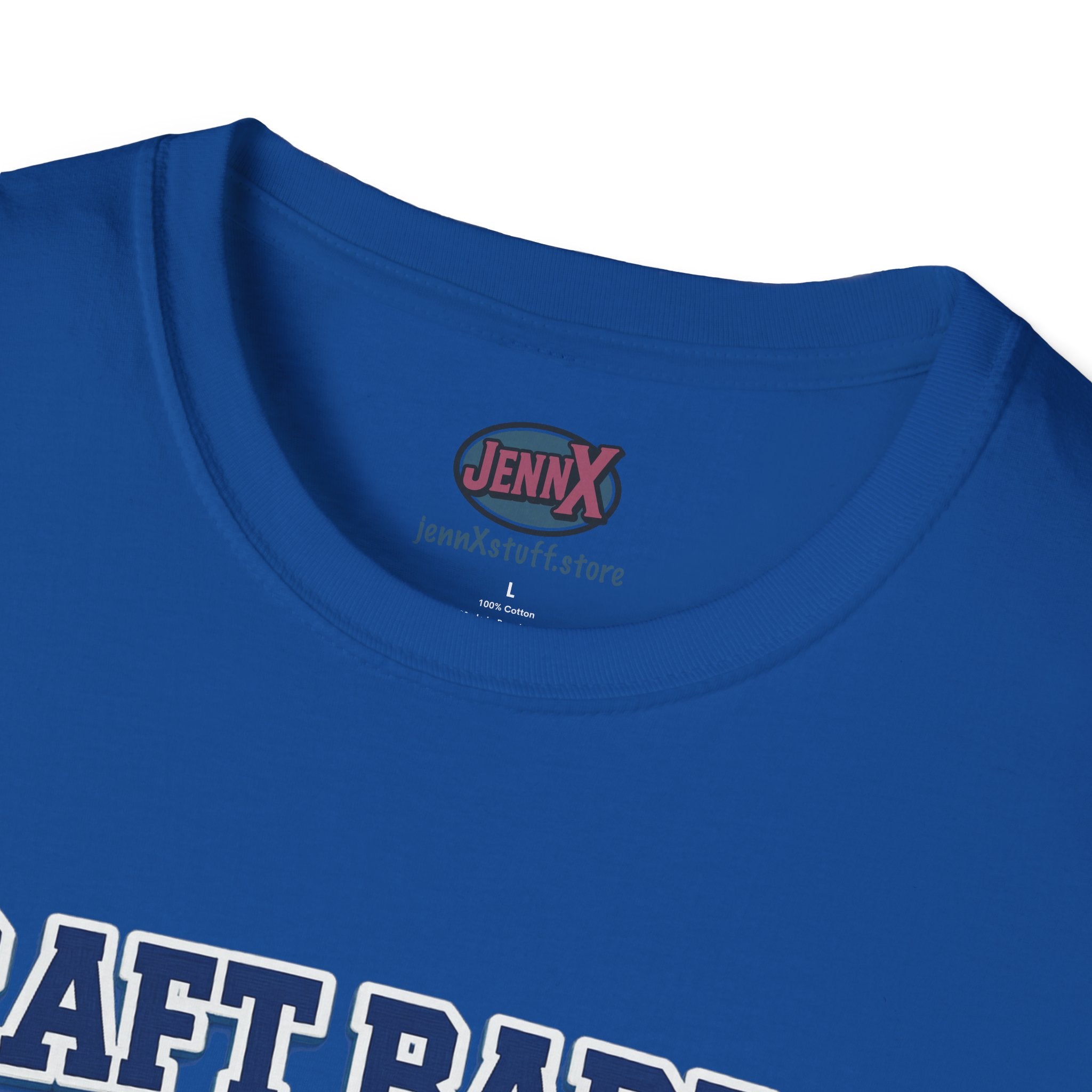 Draft Barron T-Shirt | Collegiate Block Text, White Tee