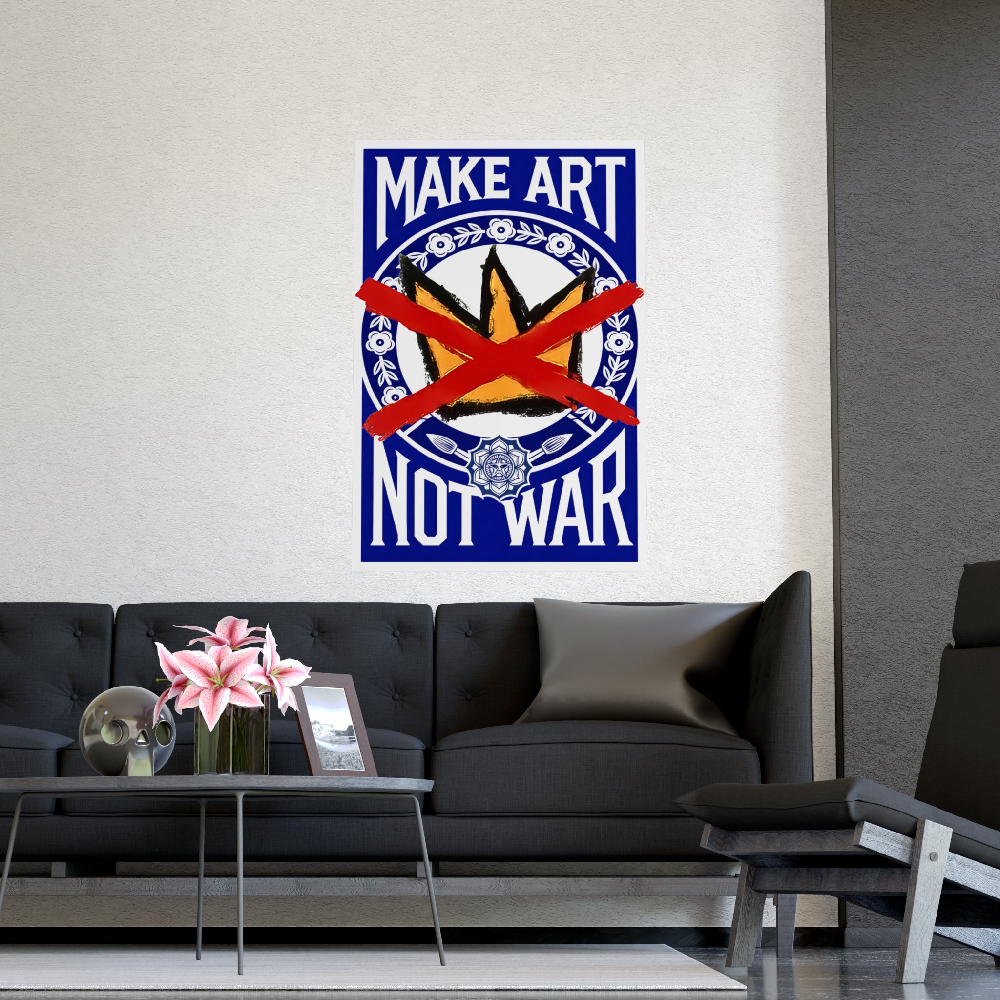 Make Art Not War poster | Political art print, anti-war decor