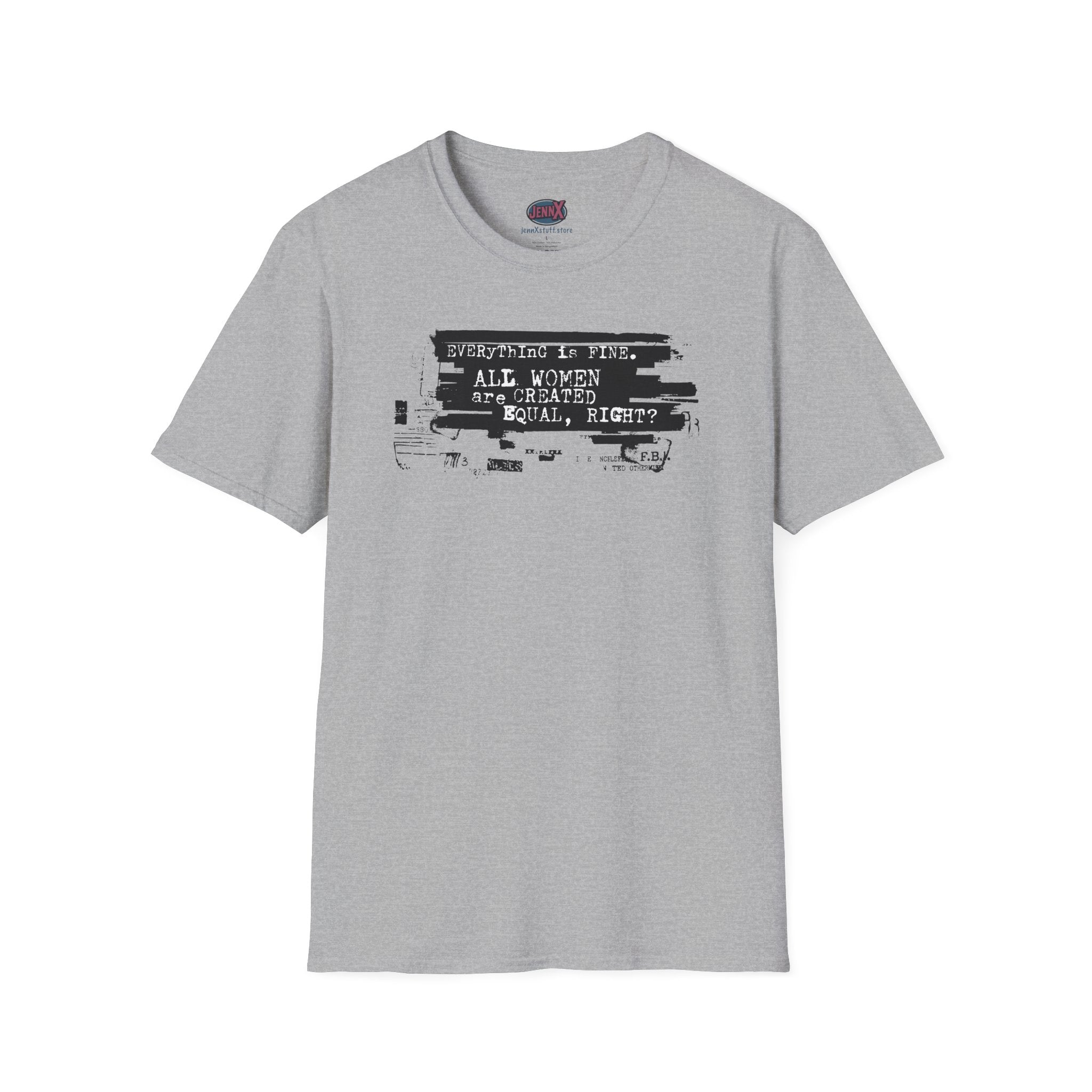 All Women Are Created Equal T-Shirt | Typographic Protest Art, Feminist Tee