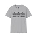 Gray protest t-shirt with 'FREE D.C.' slogan and hand-drawn Washington DC skyline graphic