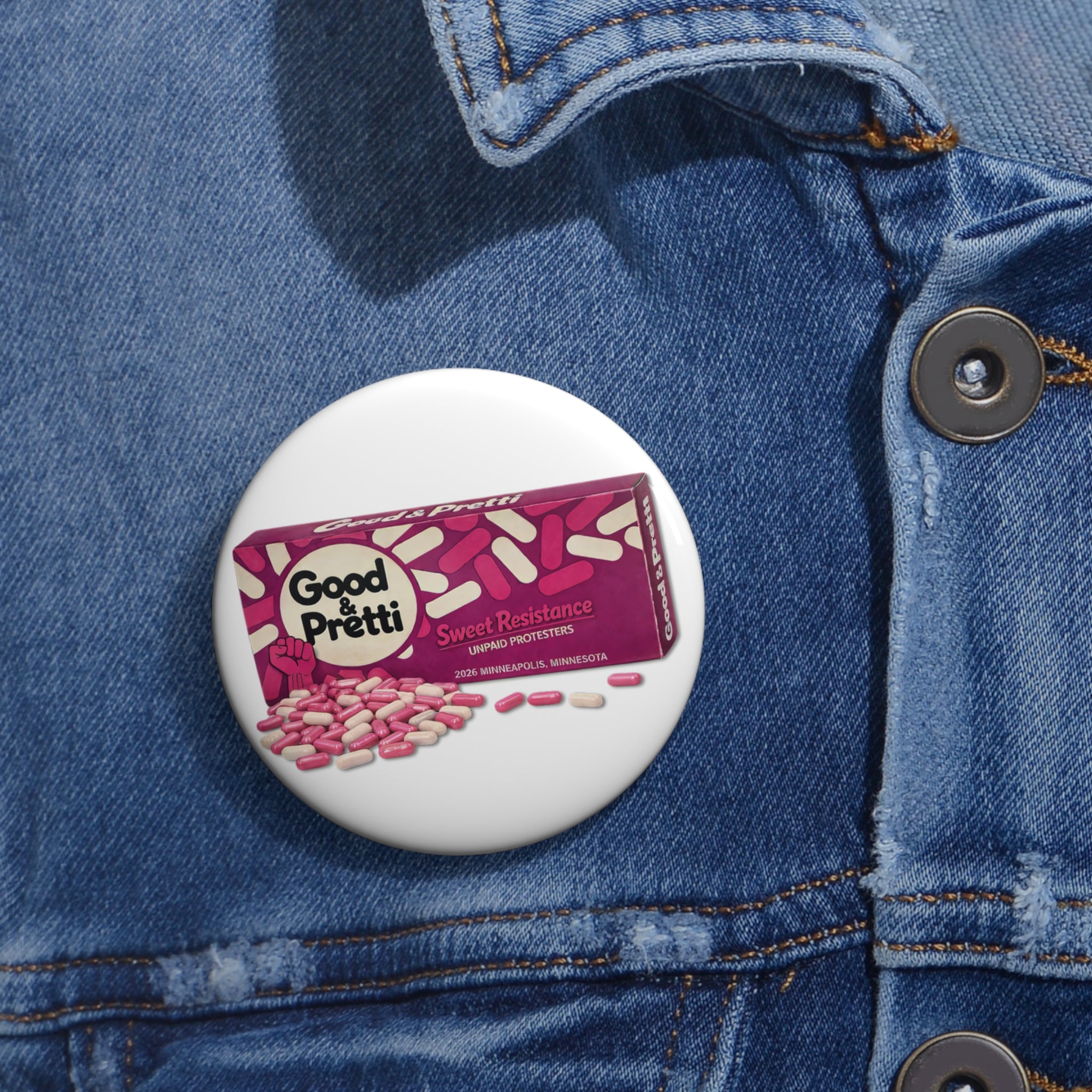 Good & Pretti Candy Bar pin button | 1.25" round enamel style