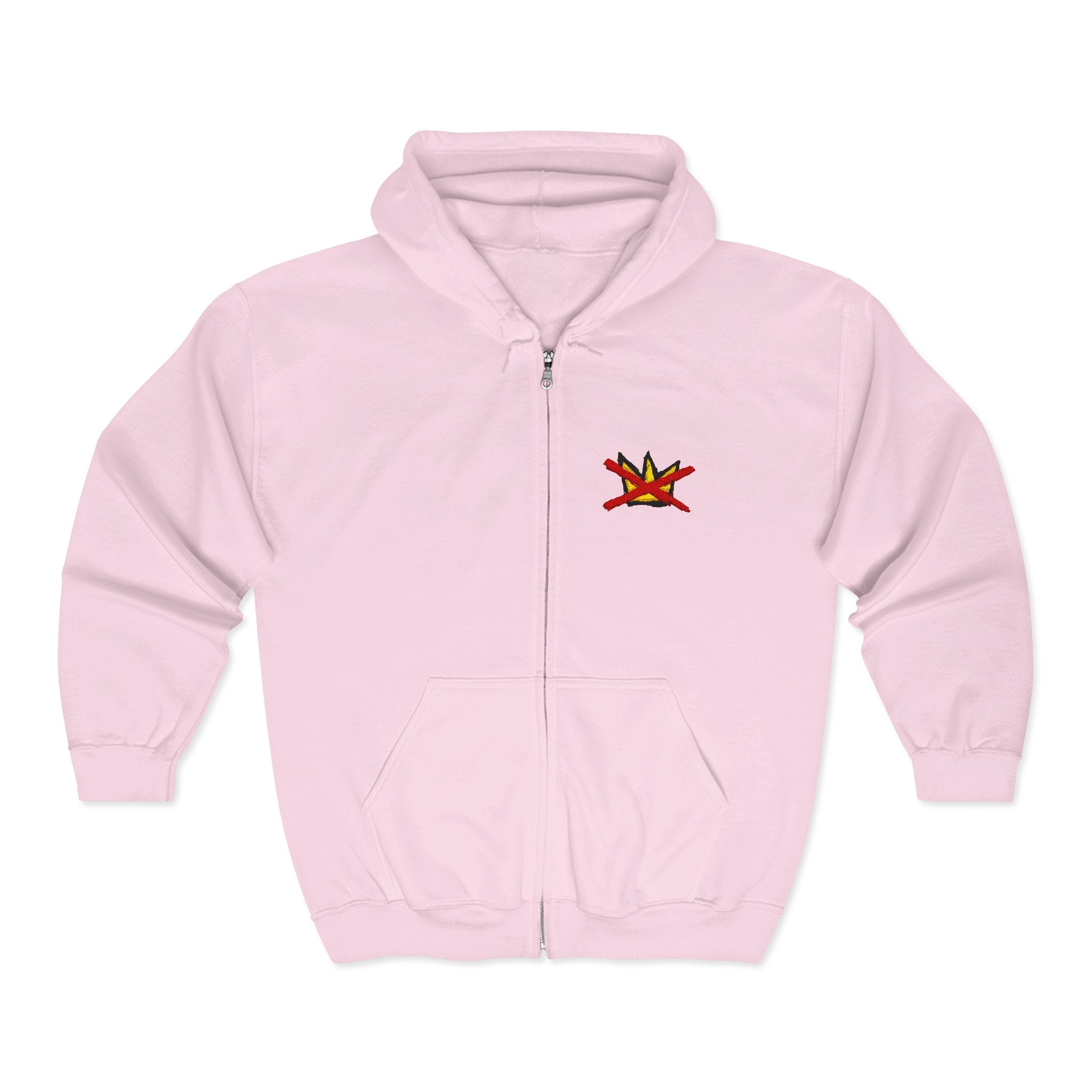 No Kings Embroidered Zip Hoodie | Hand-drawn Full Zip Hooded Sweatshirt