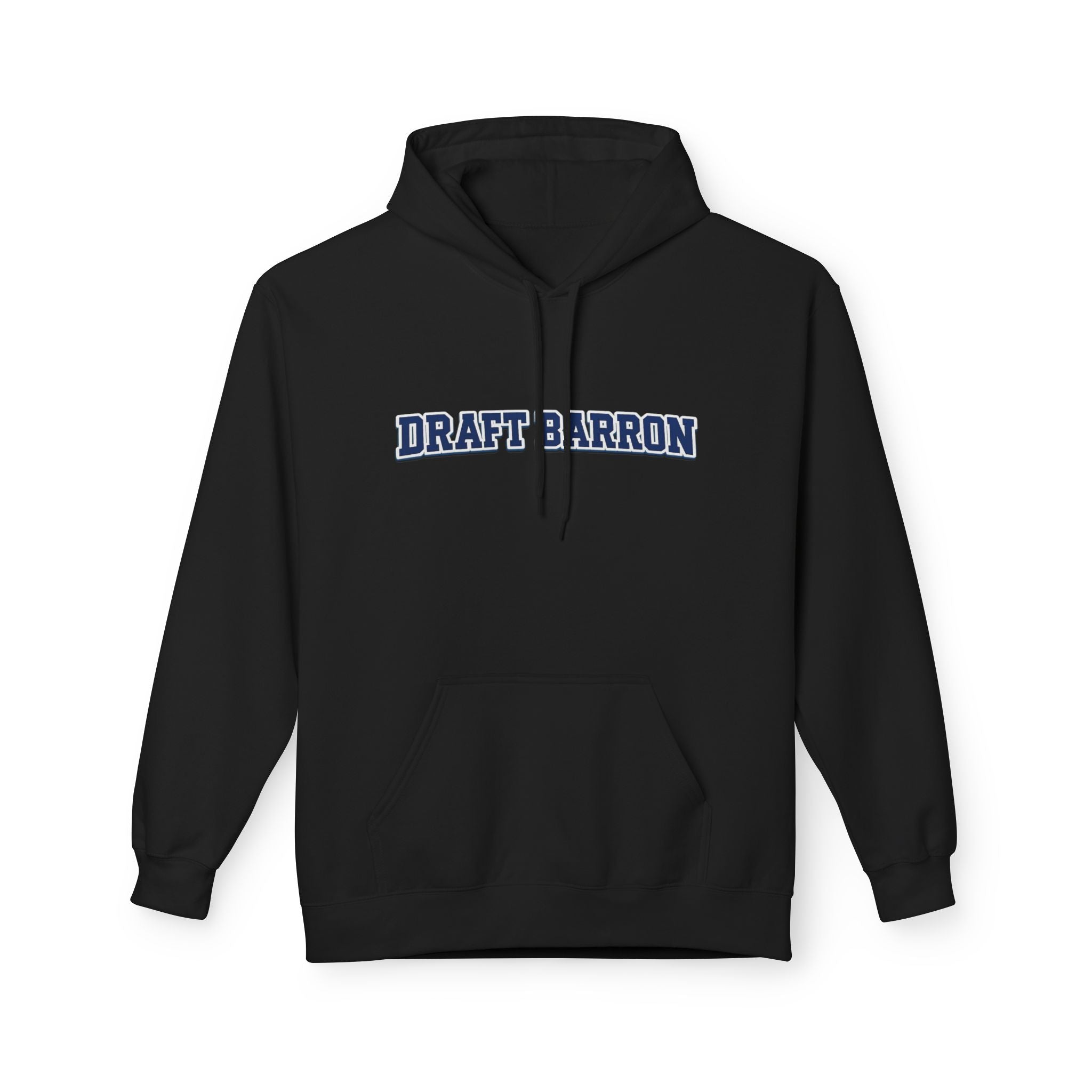 Draft Barron Hoodie | Collegiate Text Logo, White Pullover