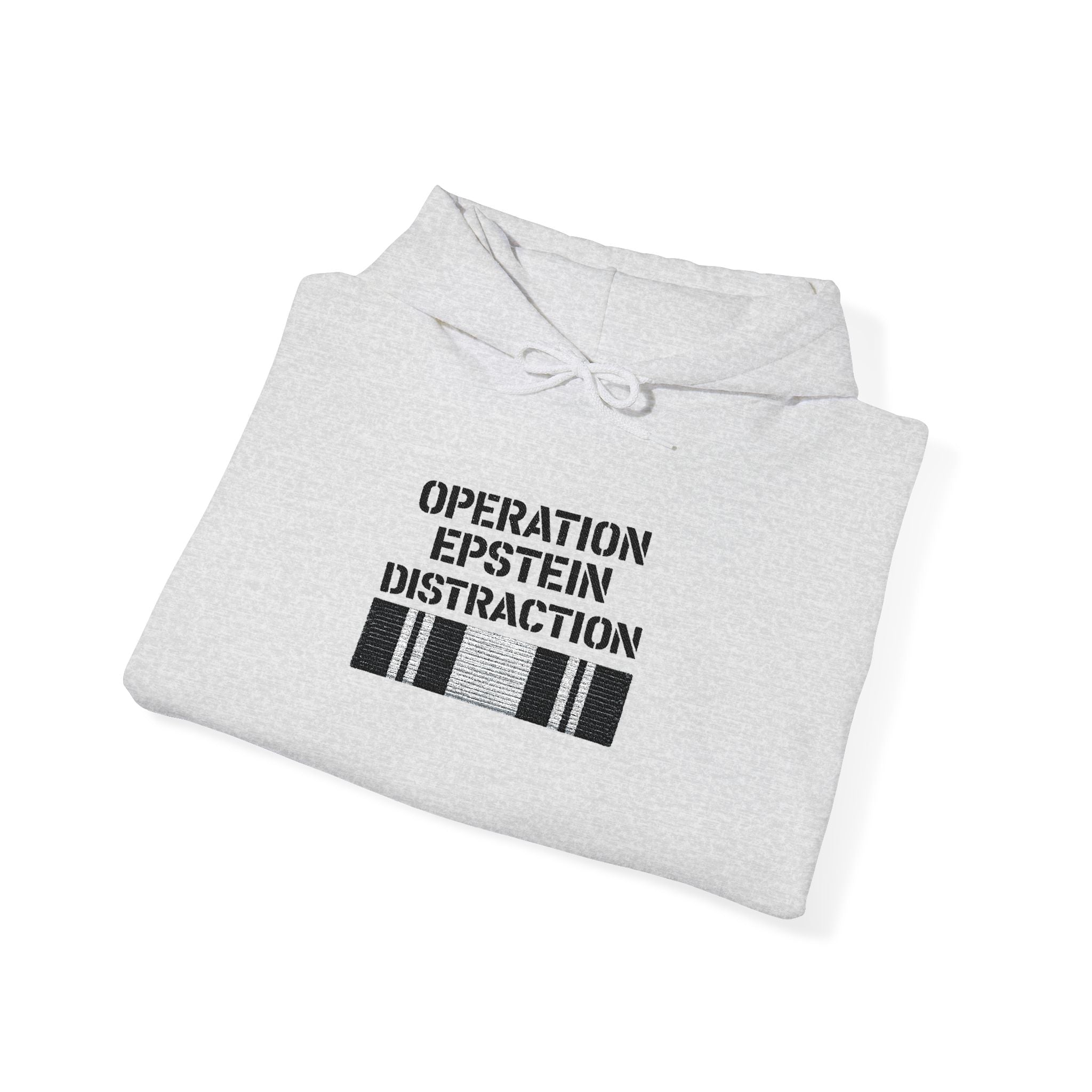 Operation Epstein Distraction Embroidered Hoodie – Iran War Protest Hoodie