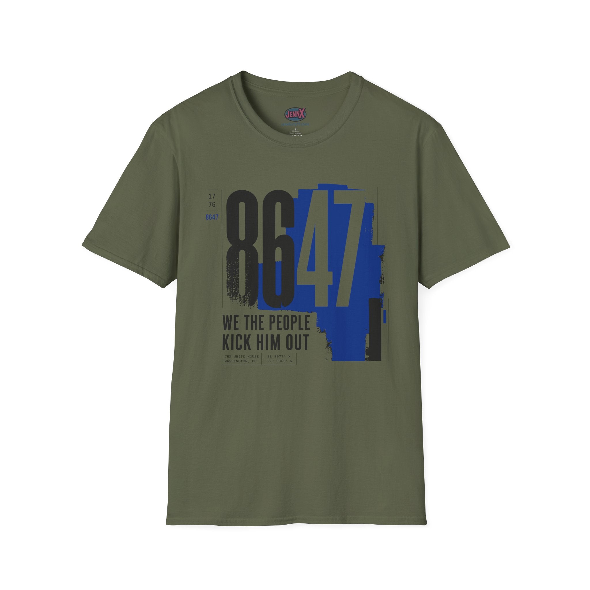 8647 Tee | Bold Blue Black Typographic T-Shirt I We The People Kick Him Out