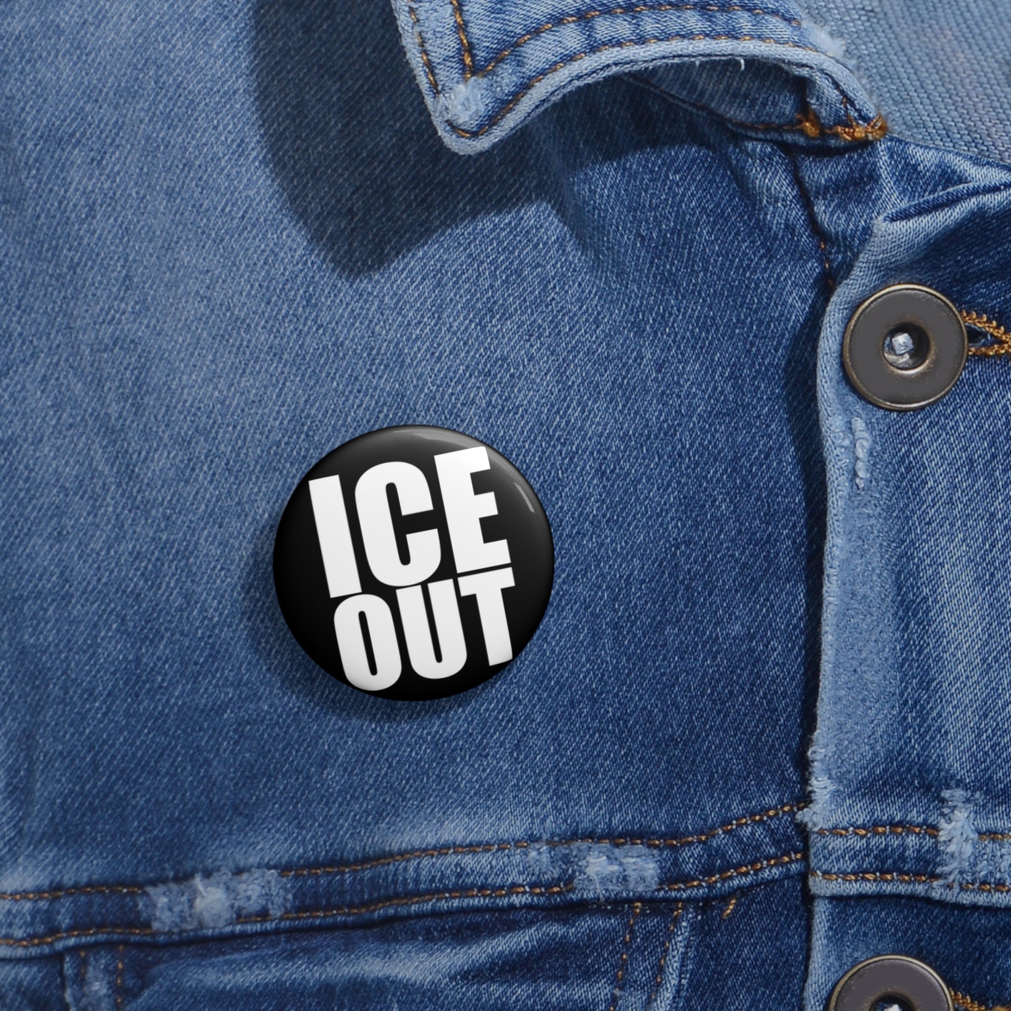 ICE OUT pinback button I Smart Typography