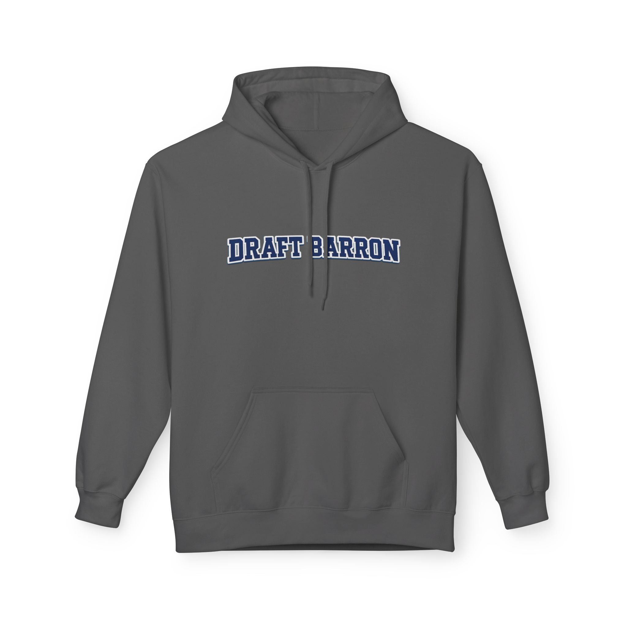 Draft Barron Hoodie | Collegiate Text Logo, White Pullover
