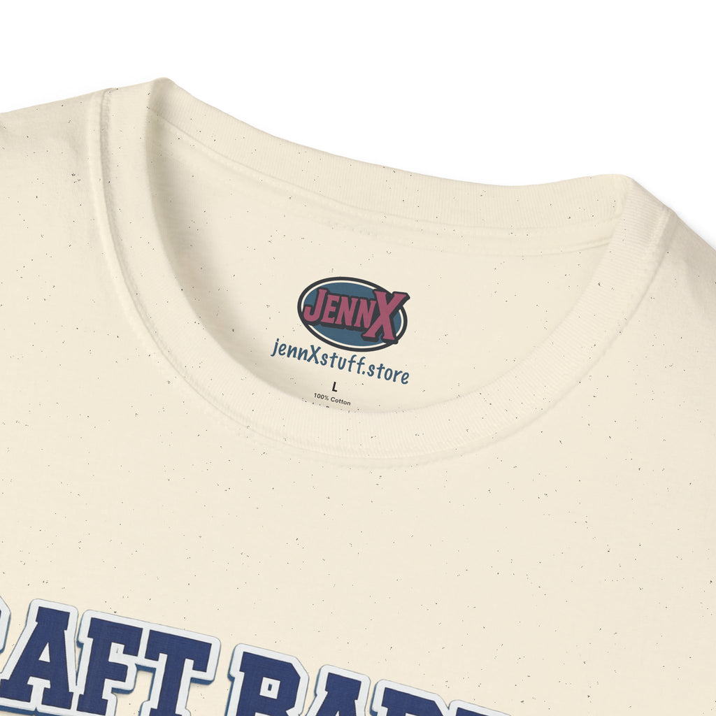 Draft Barron T-Shirt | Collegiate Block Text, White Tee