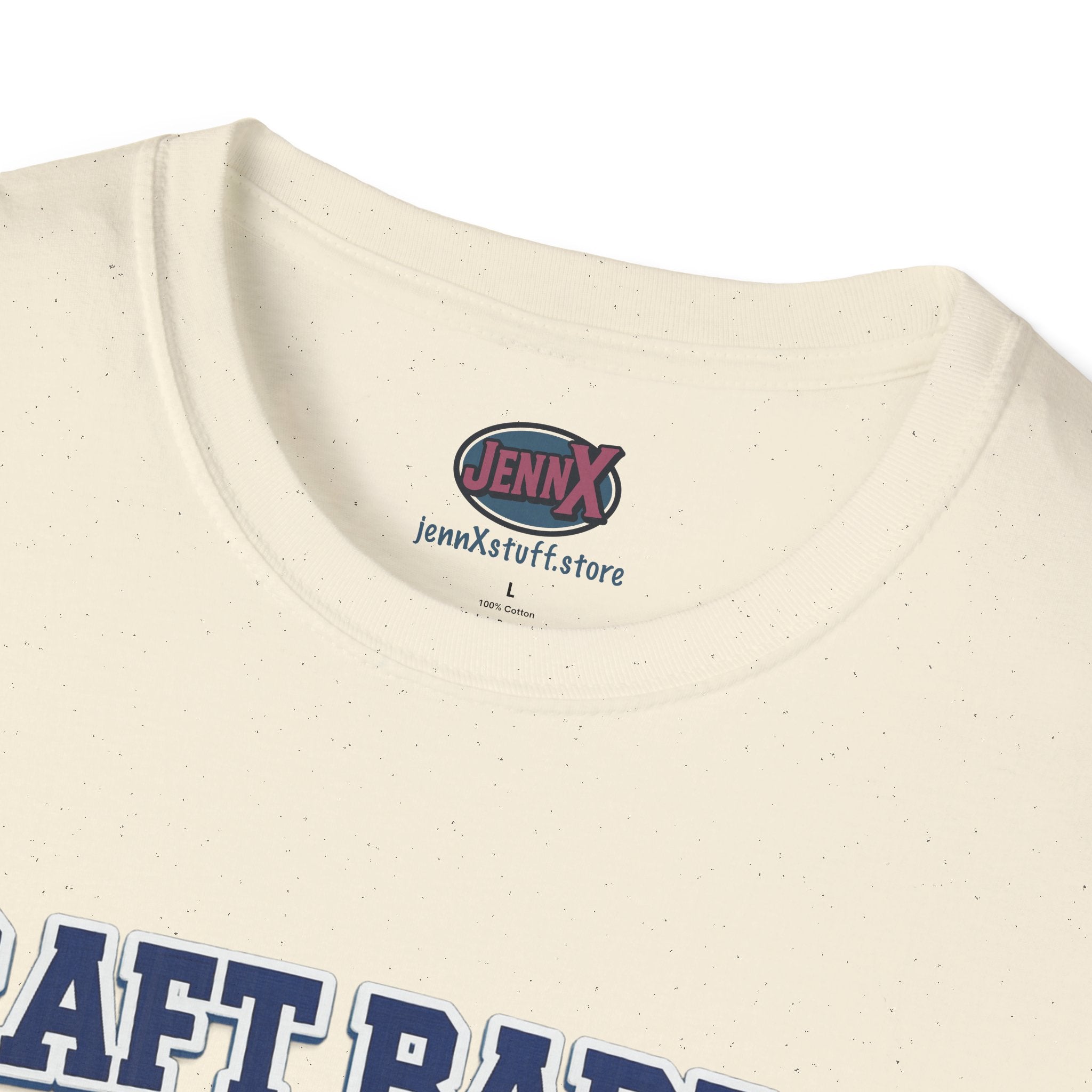 Draft Barron T-Shirt | Collegiate Block Text, White Tee
