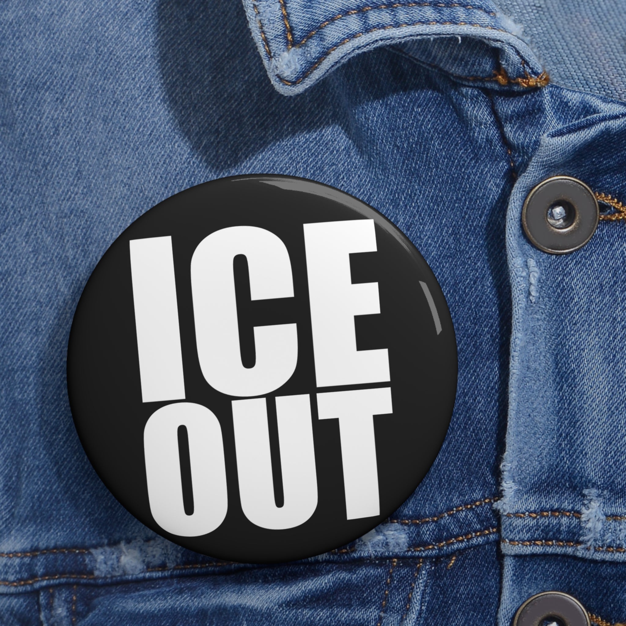 ICE OUT pinback button I Smart Typography