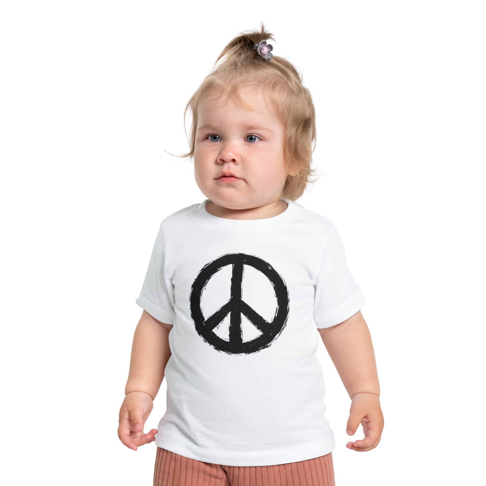 Hand-Drawn Peace Sign Baby T-Shirt | Minimal Hippie Graphic