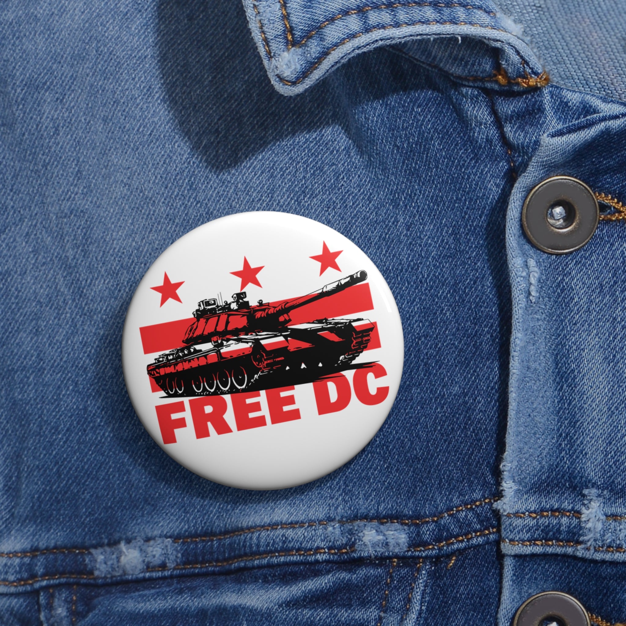 Free DC Tank Pin Buttons - Anti-Trump Federal Takeover - No Kings