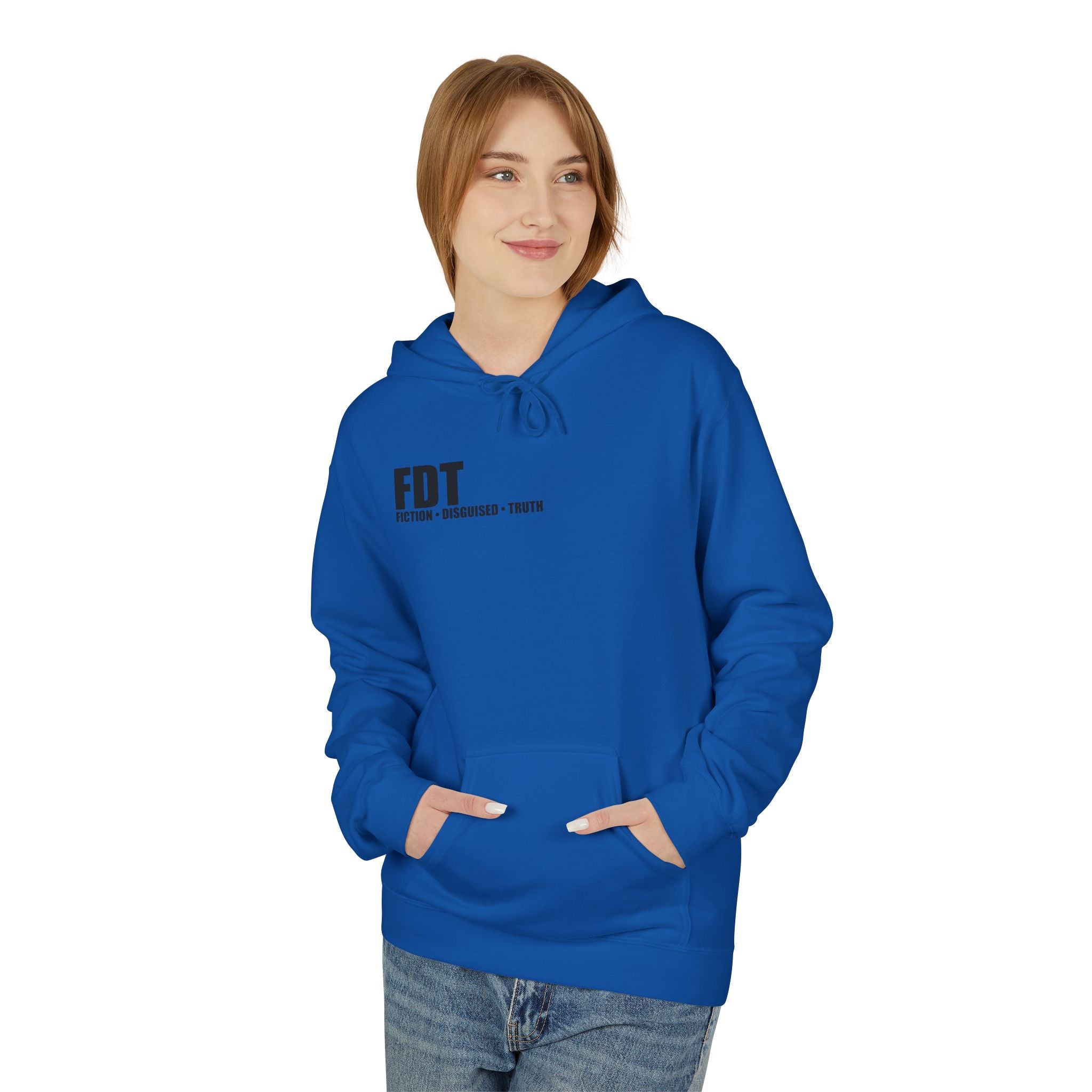 FDT minimalist text Hoodie | Small chest logo, white pullover