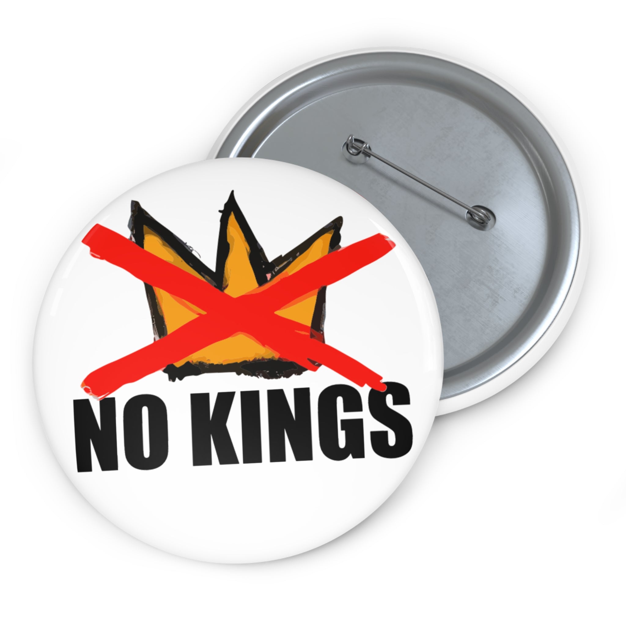 No Kings Button Pin | Anti Trump, Anti Fascism I Hand-drawn