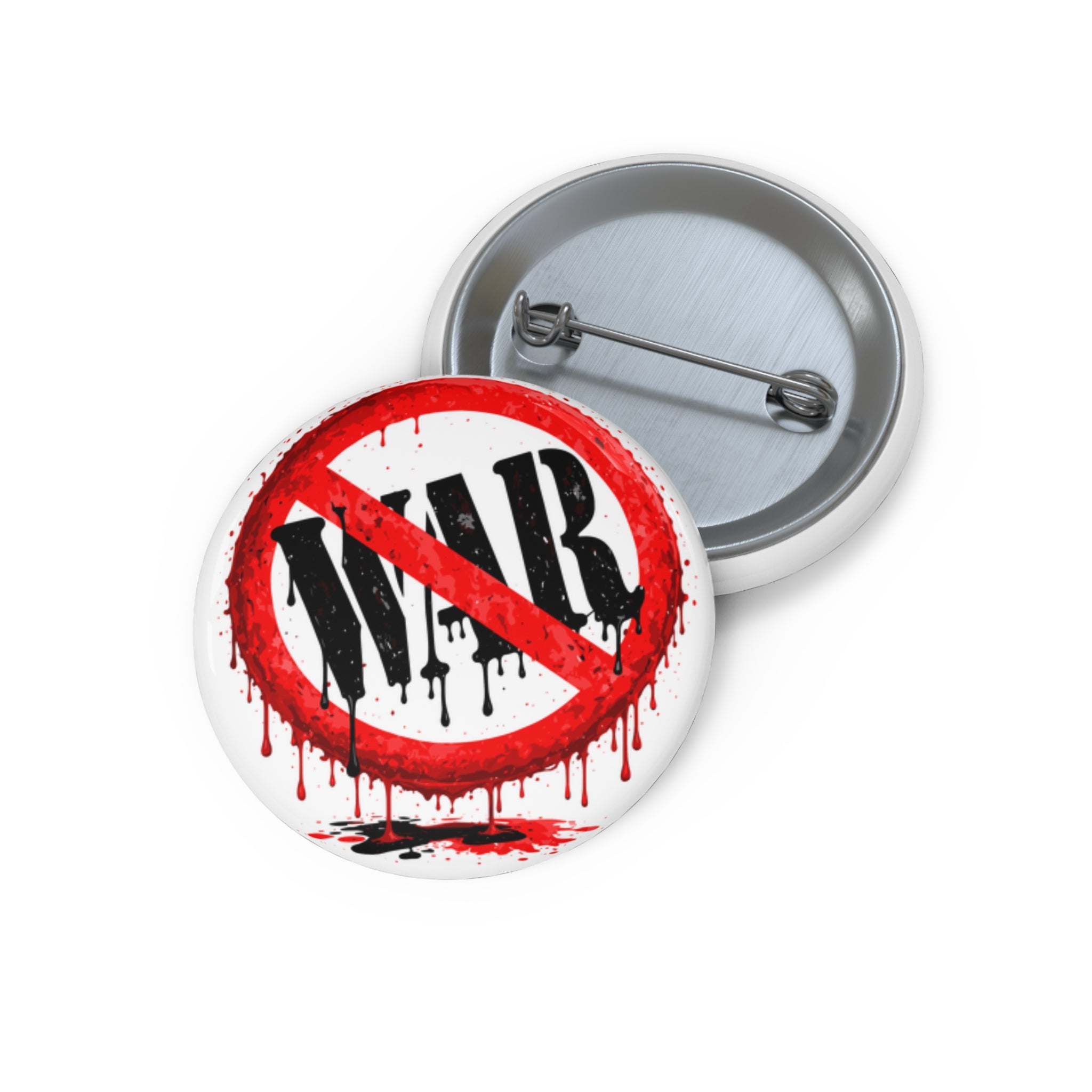 No War Symbol pin button | oil and blood drip