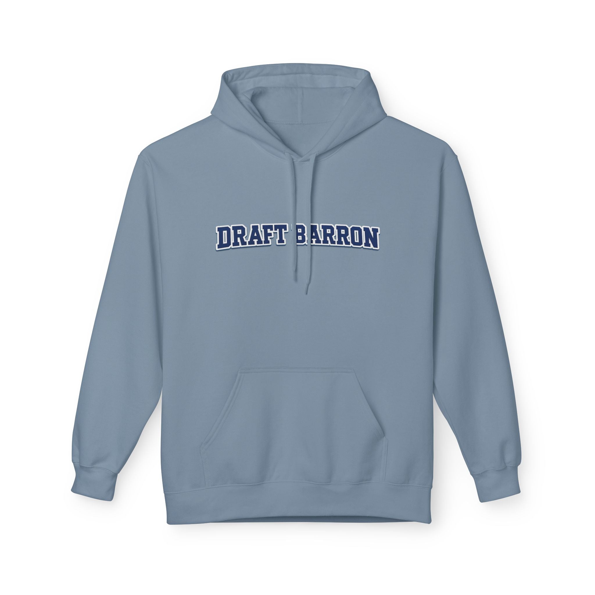 Draft Barron Hoodie | Collegiate Text Logo, White Pullover