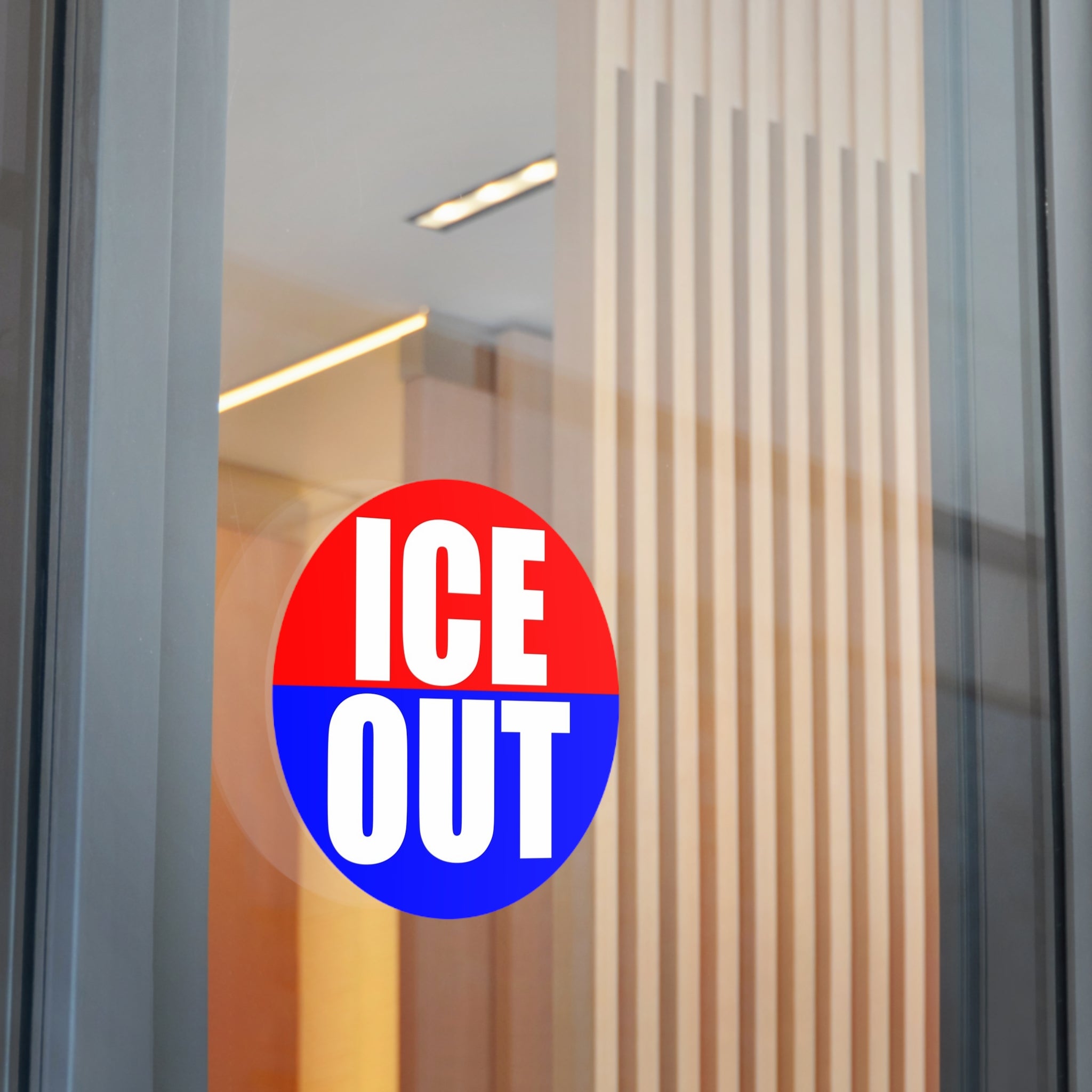 ICE OUT Red, White, and Blue Round Vinyl Sticker | Anti Immigration gestapo