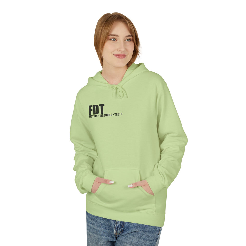 FDT minimalist text Hoodie | Small chest logo, white pullover