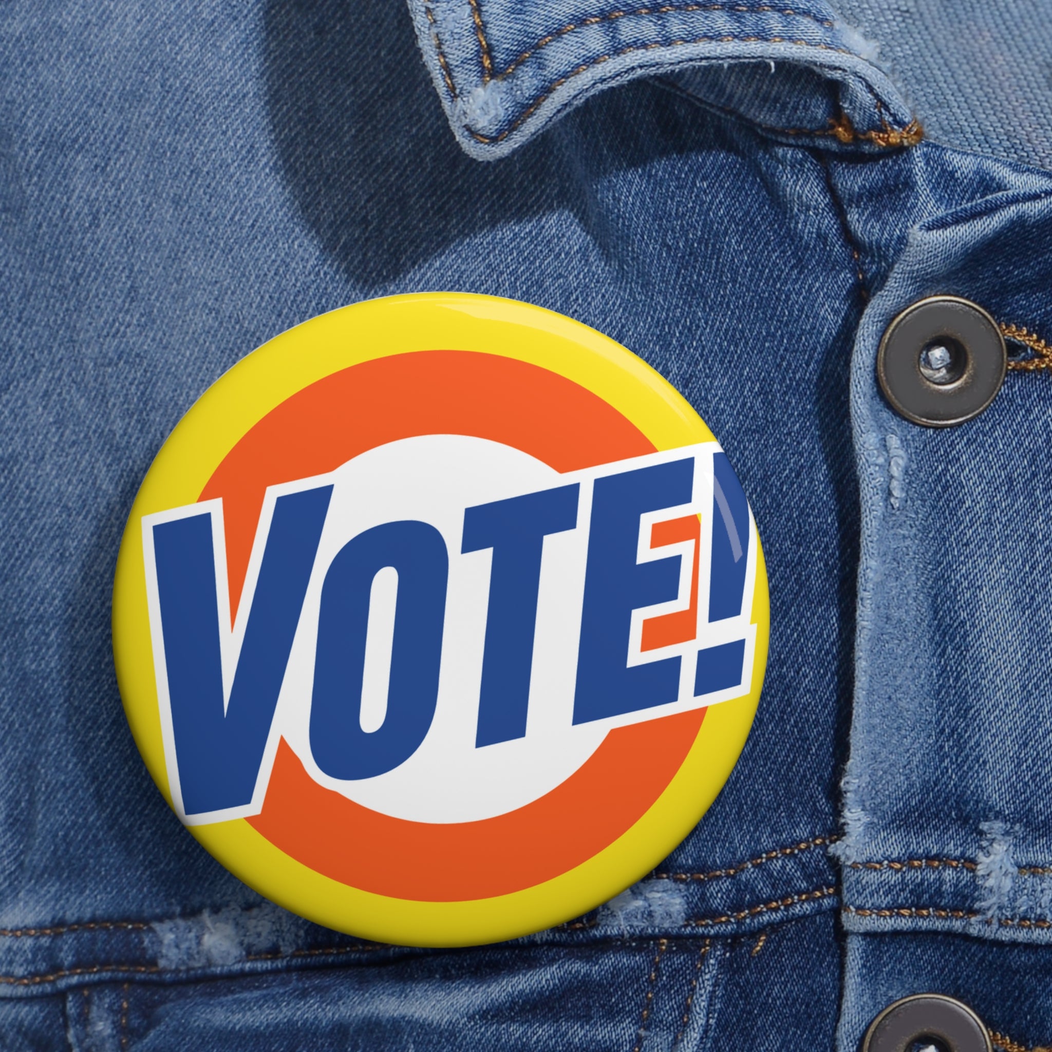 Vote! Pin Button | Tide Parody, Political Campaign Badge, Round Button Pin