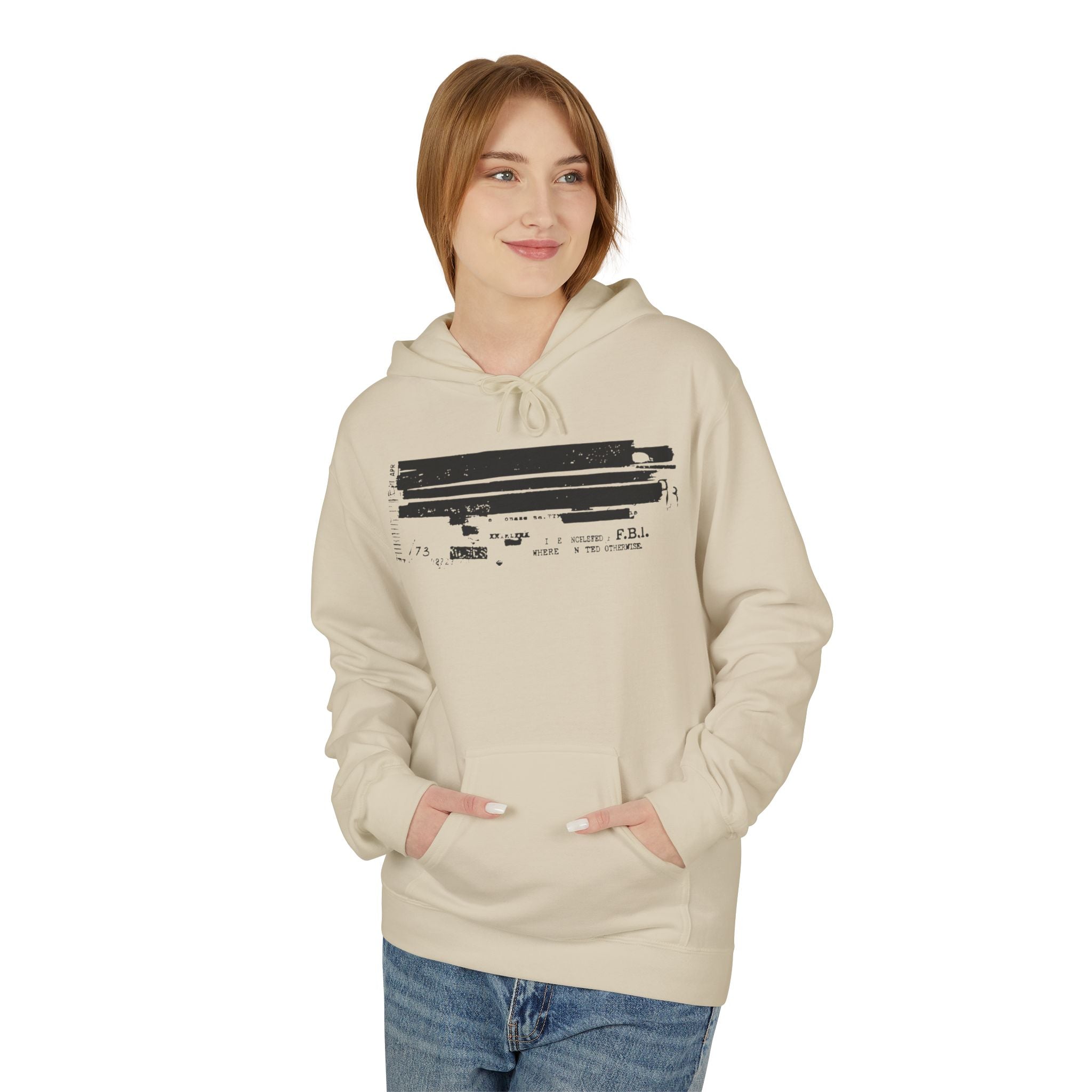 Redacted Document 'TRUMP LIES' Hoodie | Political Statement, Black Ink Print