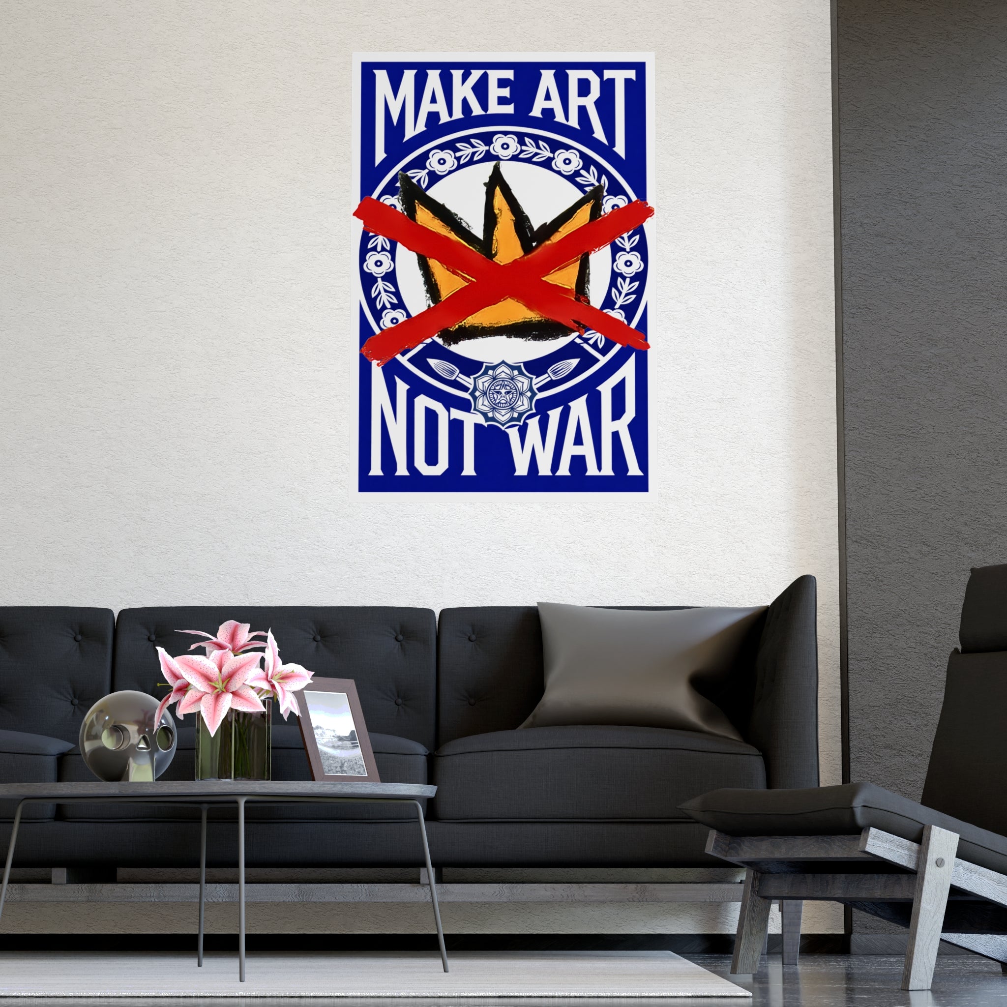 Make Art Not War poster | Political art print, anti-war decor