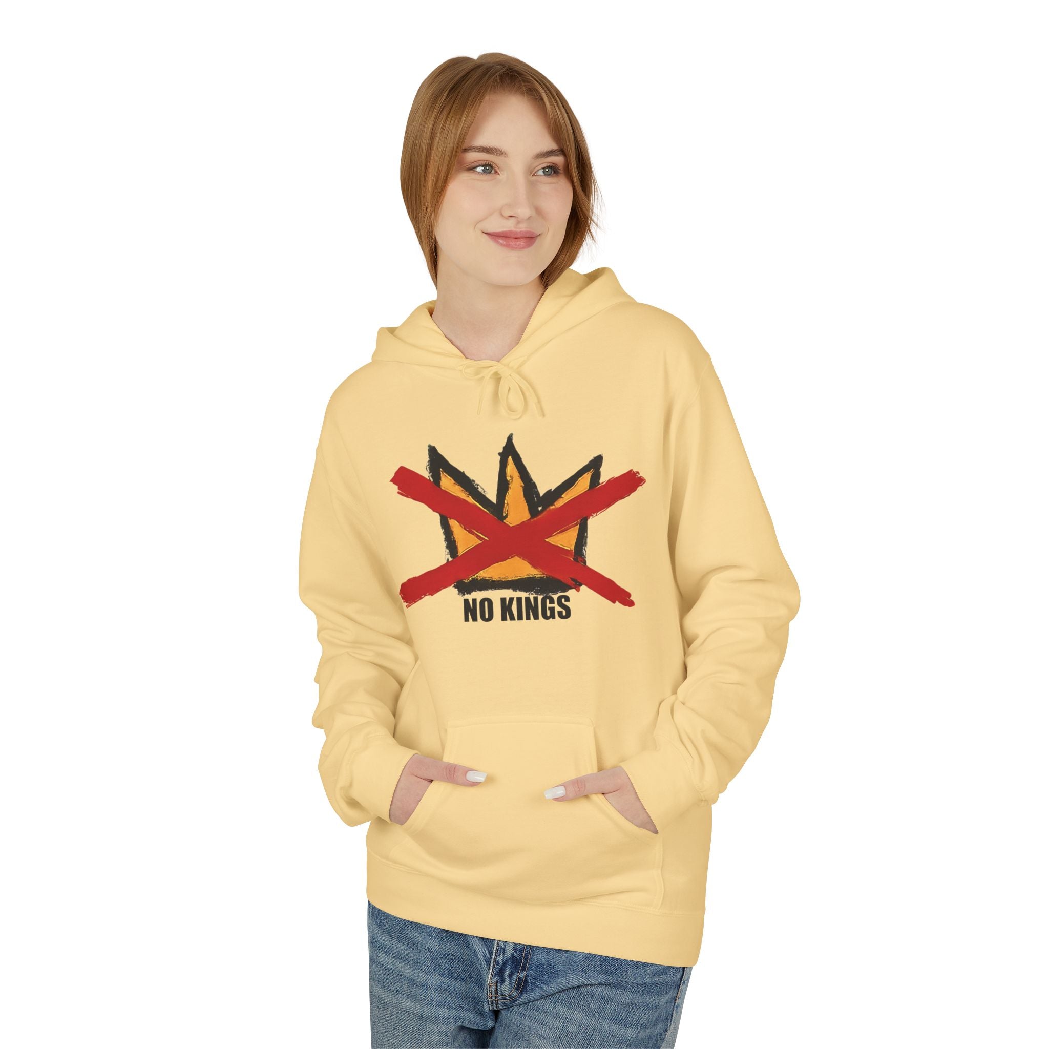 No Kings Hand-Drawn Graphic Hoodie | Includes No Kings sticker