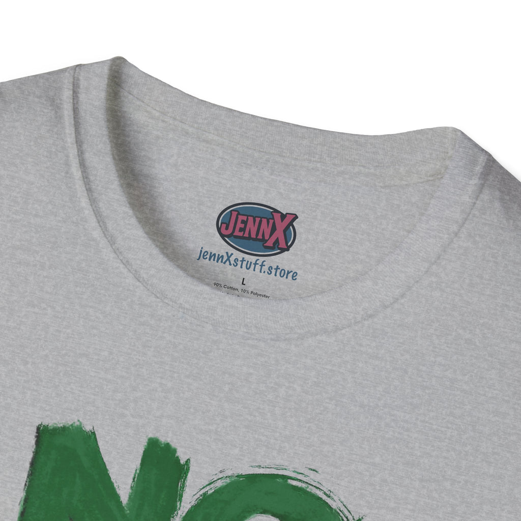 No War brushstroke design T-Shirt | Green Black Red anti-war slogan