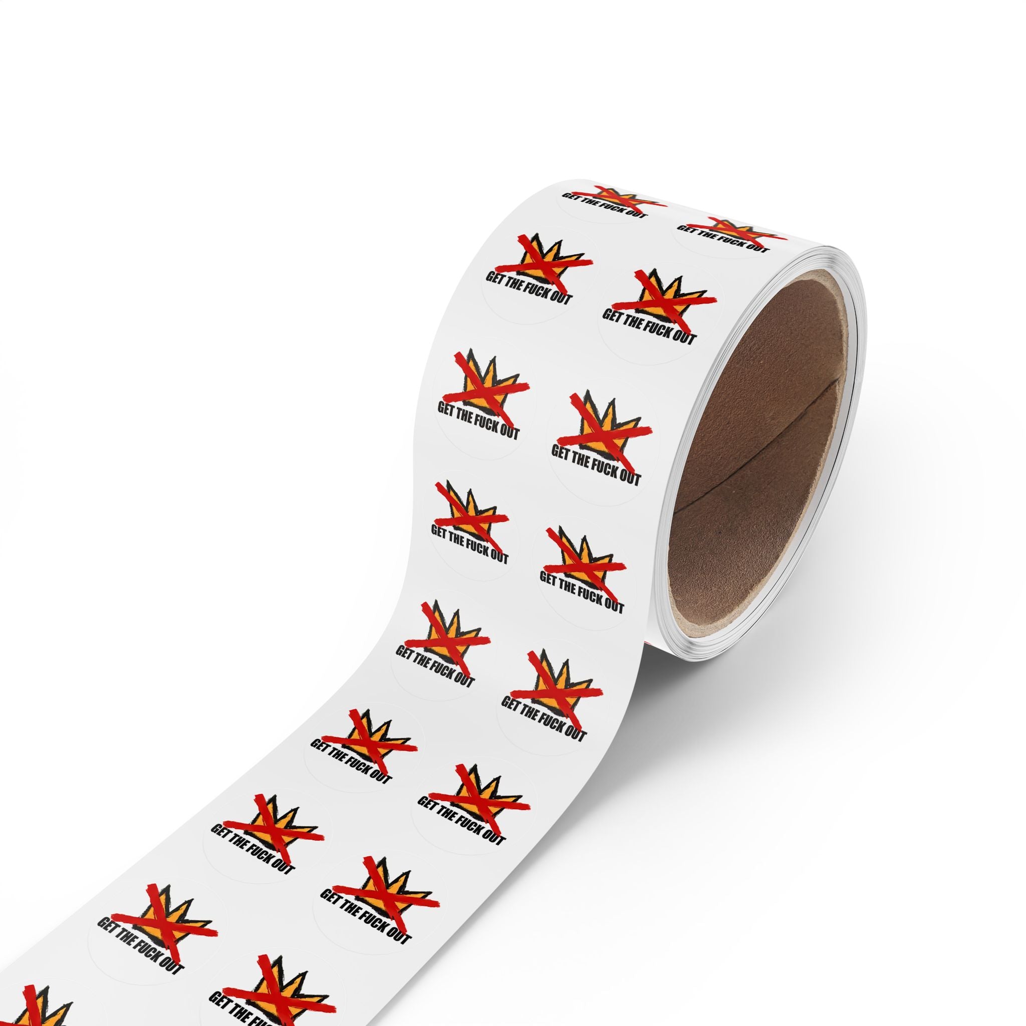 No Kings sticker roll Get The Fuck Out - For Good Minneapolis bulk protest stickers