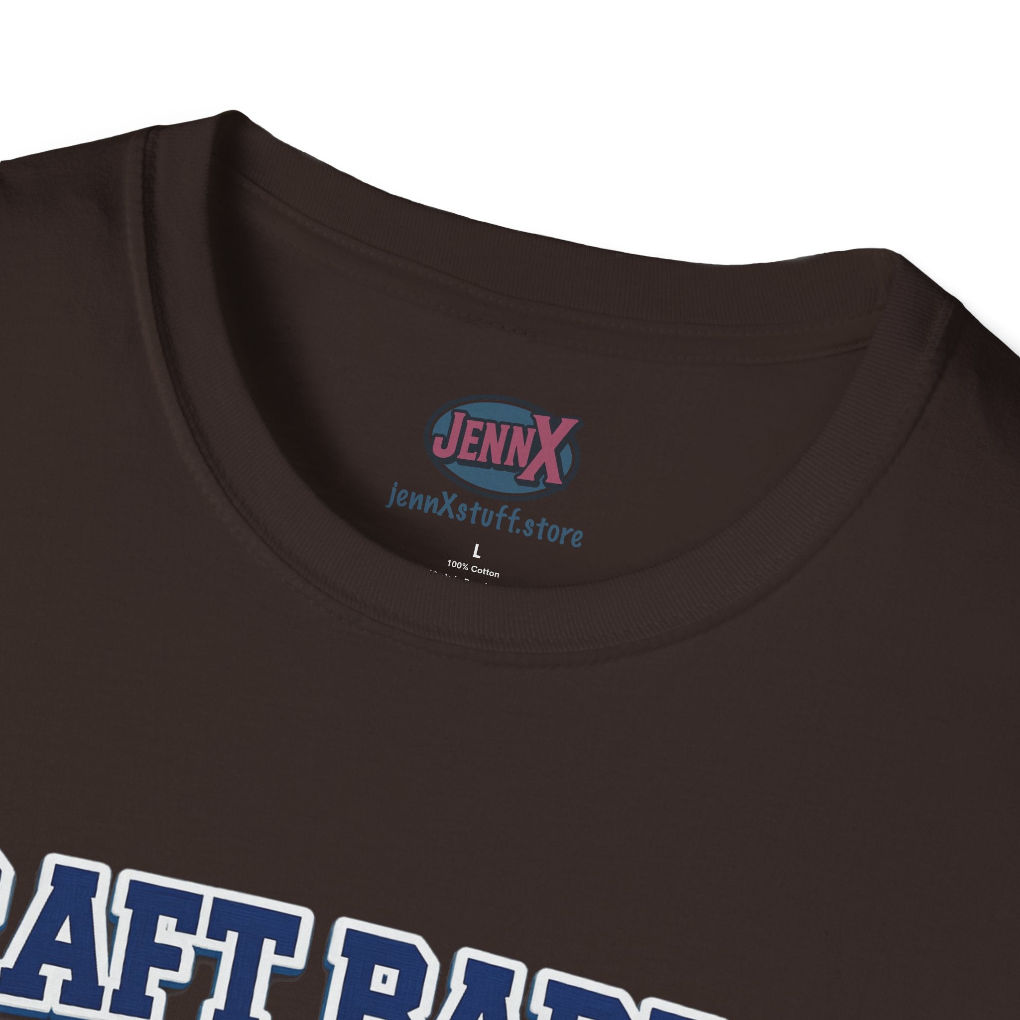 Draft Barron T-Shirt | Collegiate Block Text, White Tee