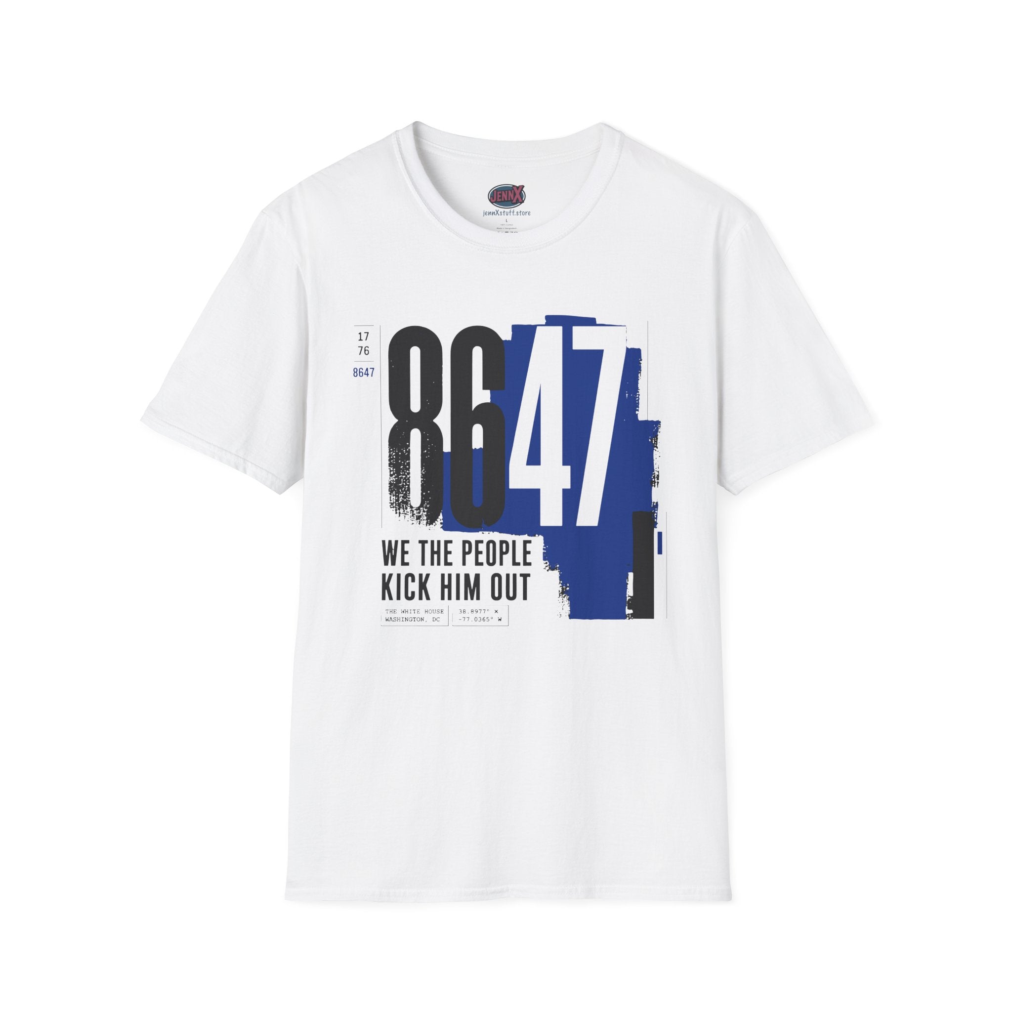 8647 Tee | Bold Blue Black Typographic T-Shirt I We The People Kick Him Out