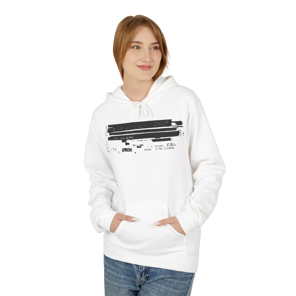 Redacted Document 'TRUMP LIES' Hoodie | Political Statement, Black Ink Print