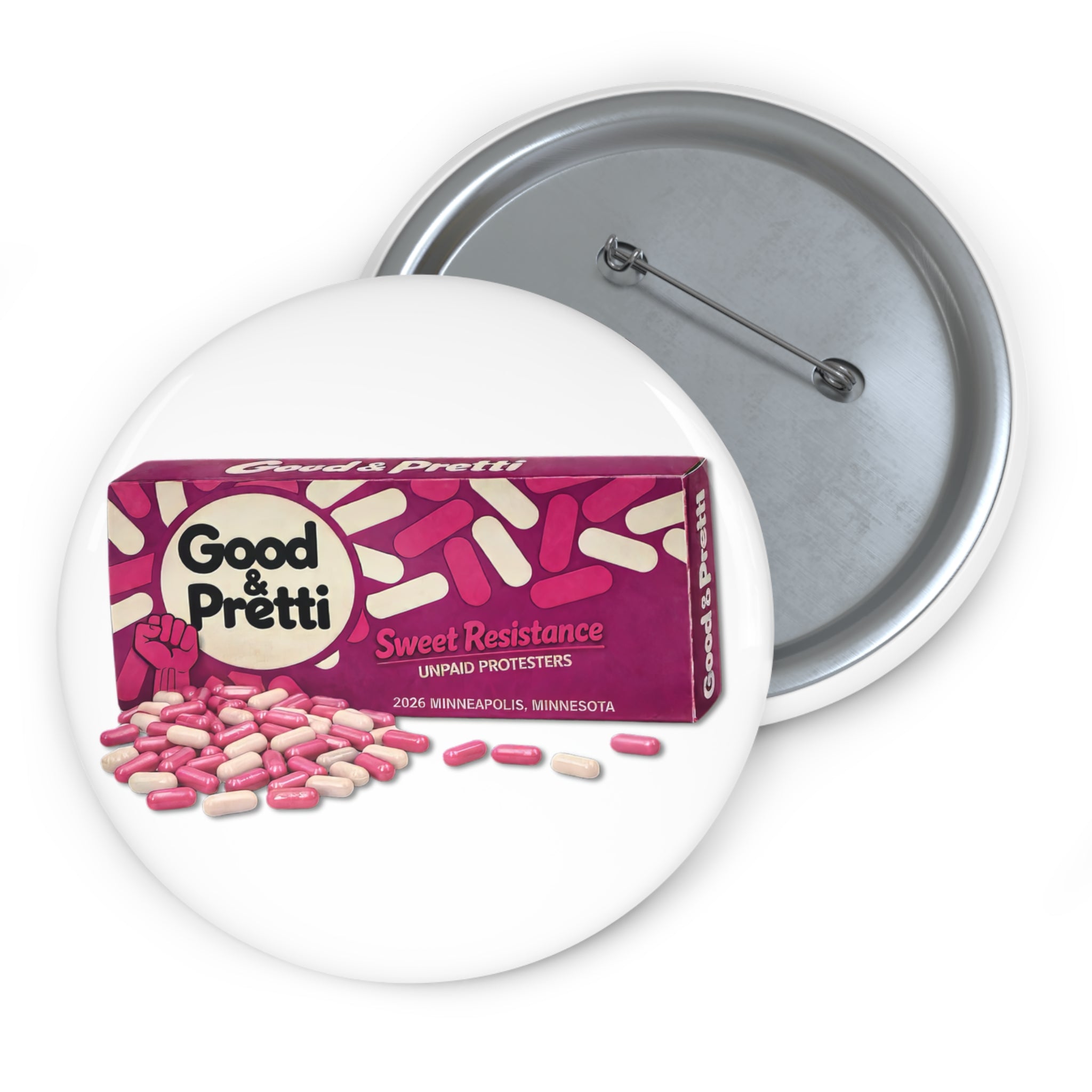 Good & Pretti Candy Bar pin button | 1.25" round enamel style