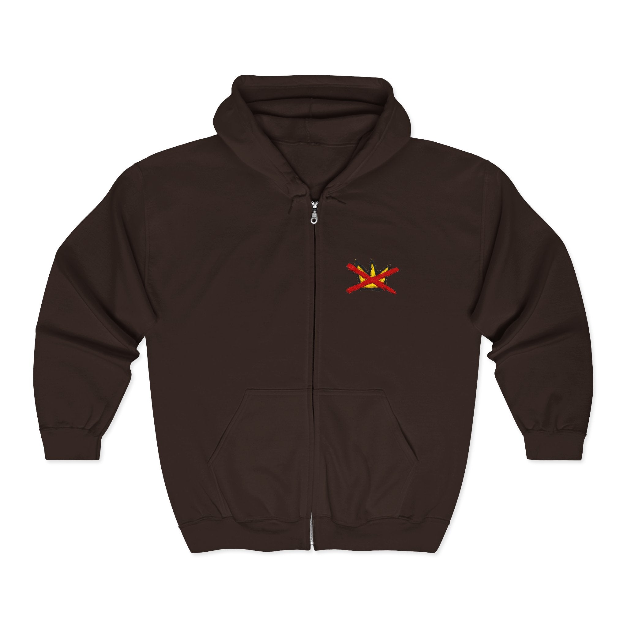 No Kings Embroidered Zip Hoodie | Hand-drawn Full Zip Hooded Sweatshirt
