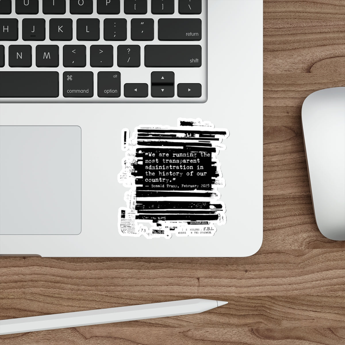 Epstein Files Trump Lies JOD Quote Sticker | Redaction is hand-drawn