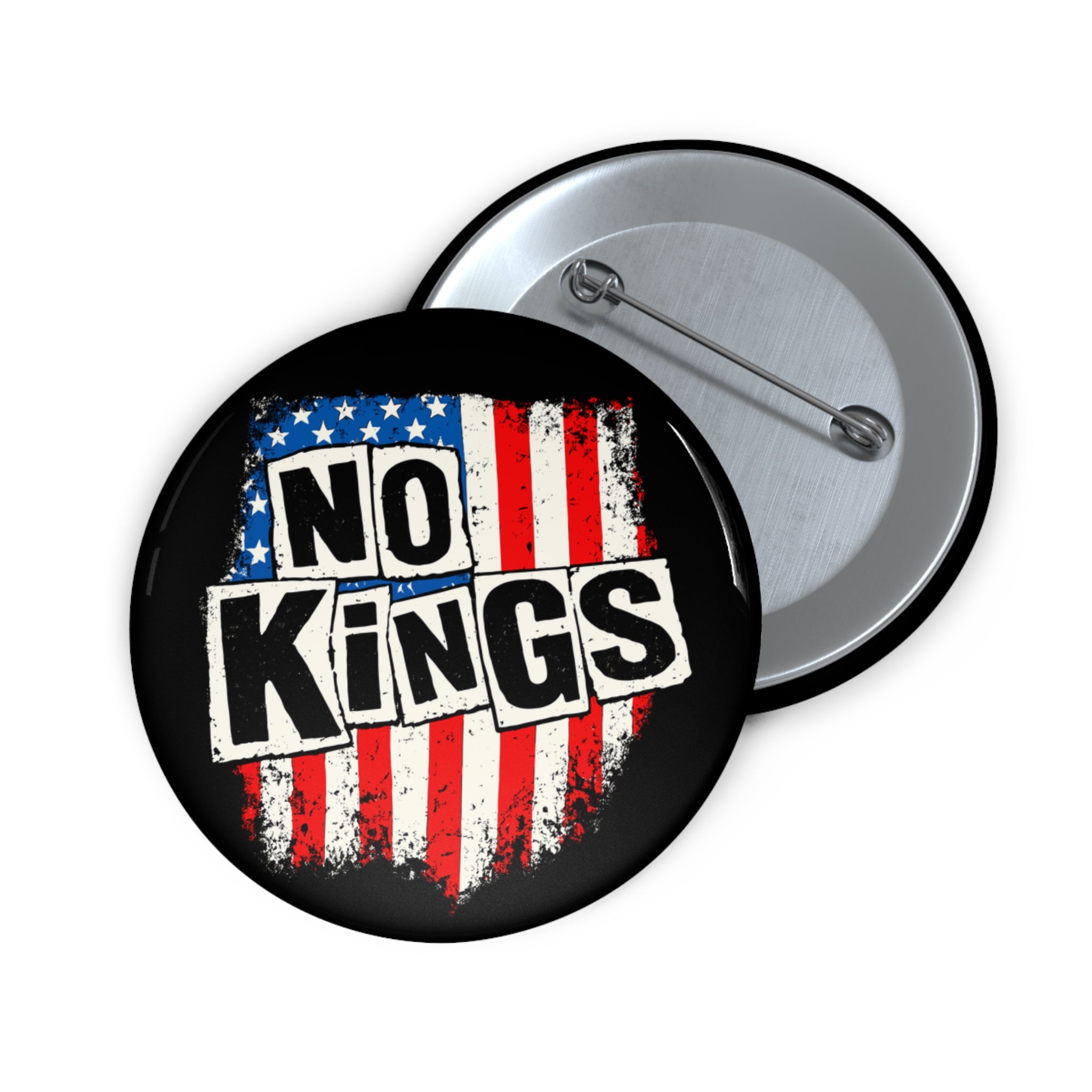 No Kings Sex Pistols parody Punk Rock American Flag Pinback Button