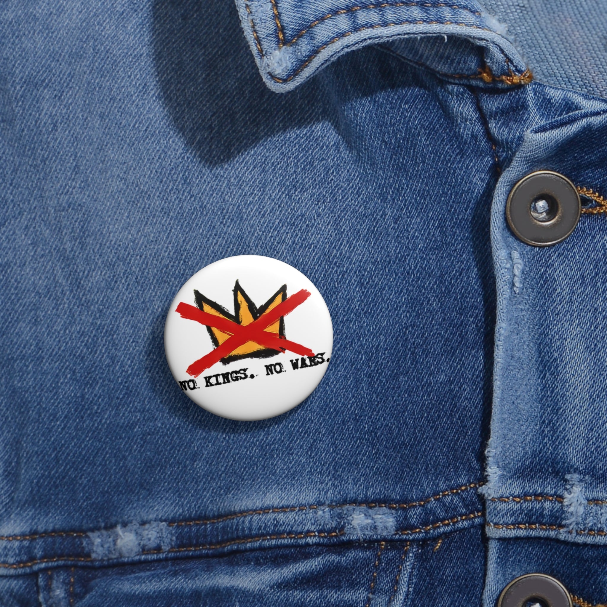 No Kings No Wars pin button | Anarchist crown design, 1.25" round